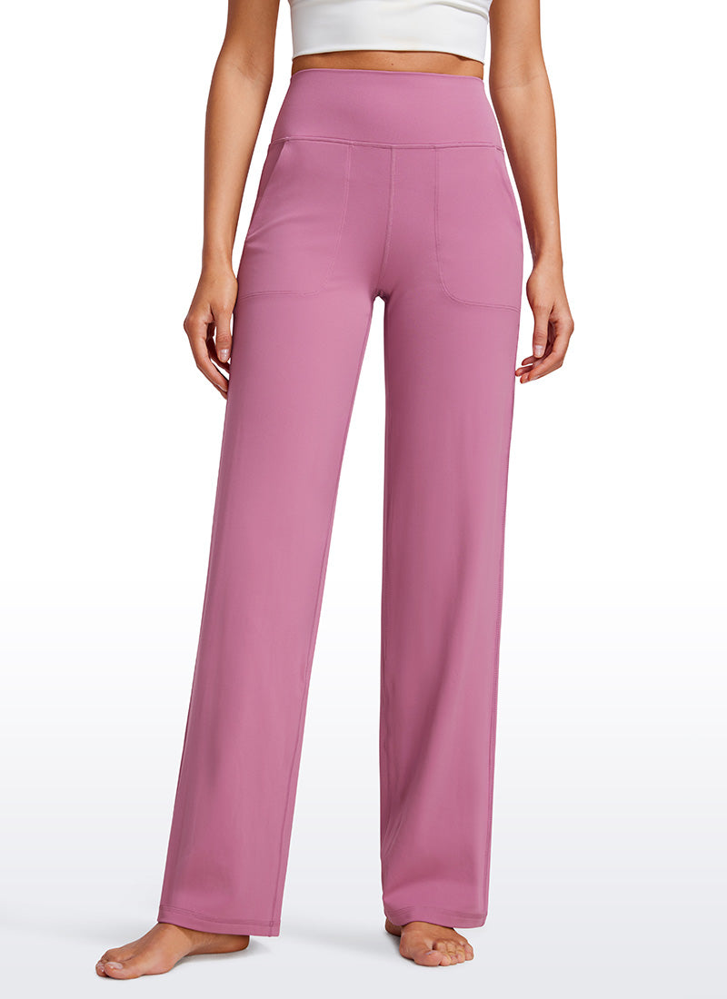 CRZ YOGA Butterluxe Pantalones de Pierna Ancha con Bolsillospara Mujer Polvo de Terciopelo
