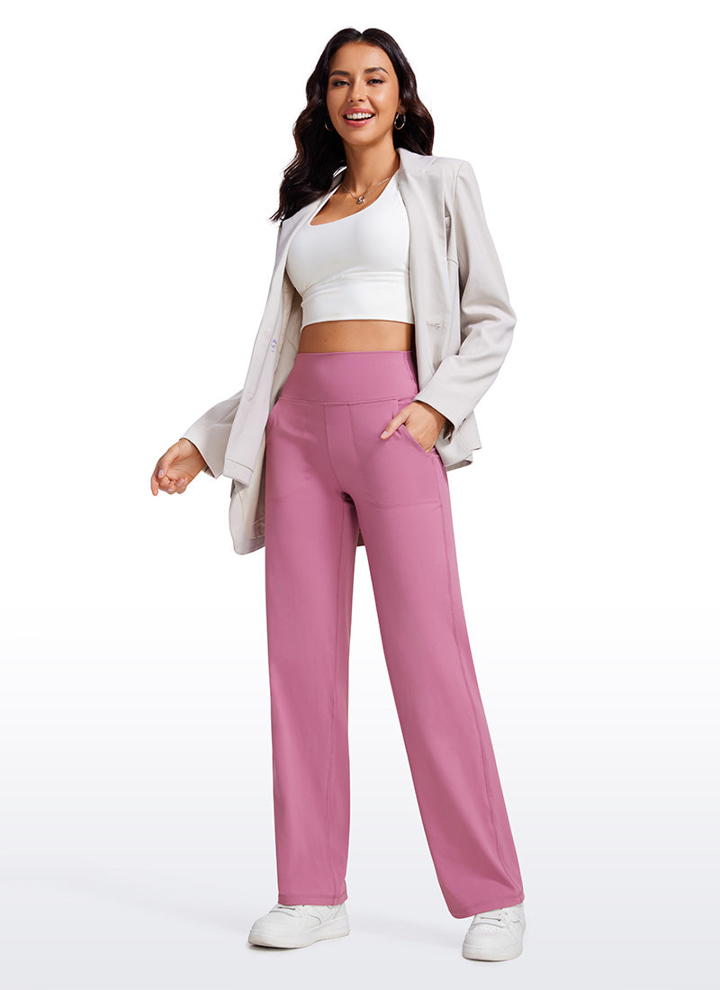 CRZ YOGA Butterluxe Pantalones de Pierna Ancha con Bolsillospara Mujer Polvo de Terciopelo