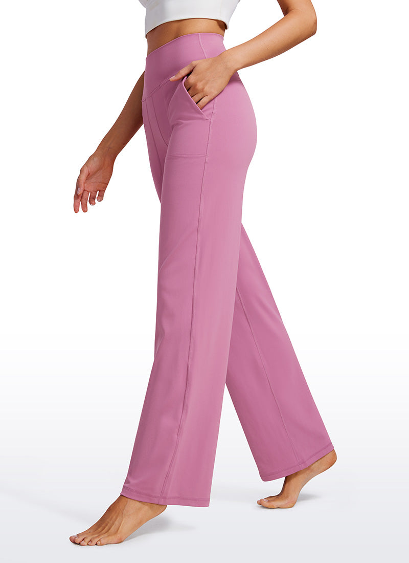 CRZ YOGA Butterluxe Pantalones de Pierna Ancha con Bolsillospara Mujer Polvo de Terciopelo