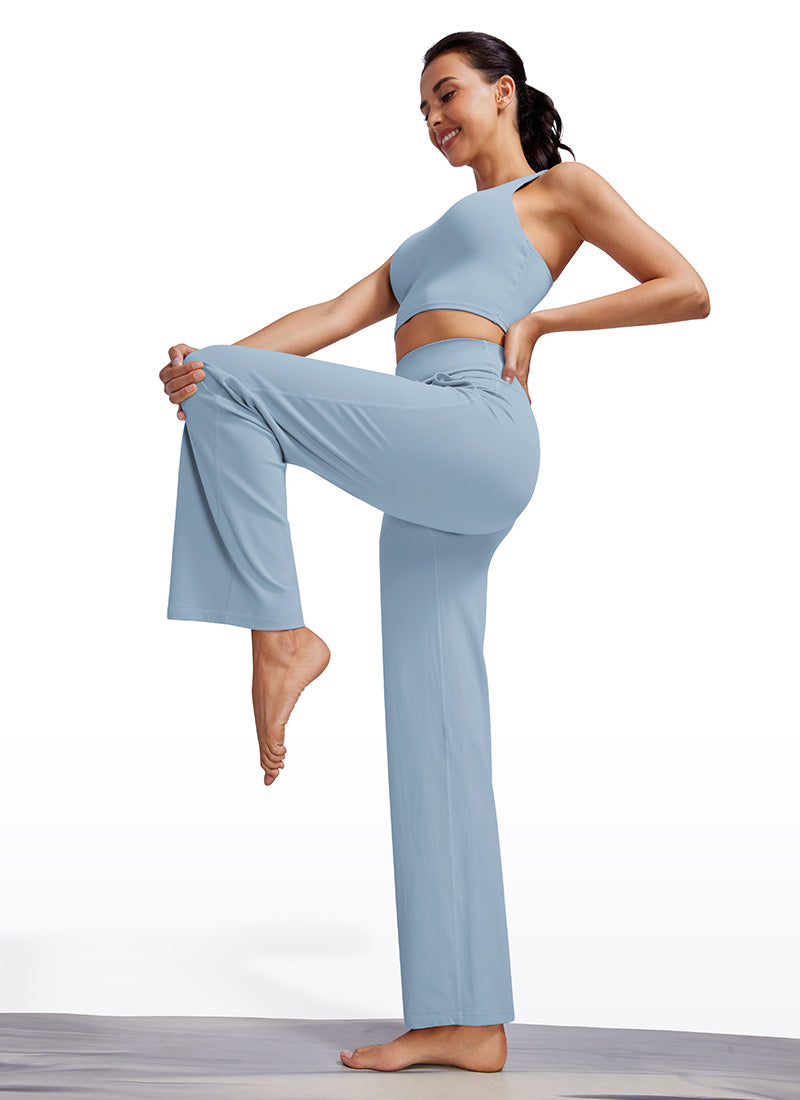 CRZ YOGA Butterluxe Pantalones de Pierna Ancha con Bolsillospara Mujer Batista Azul