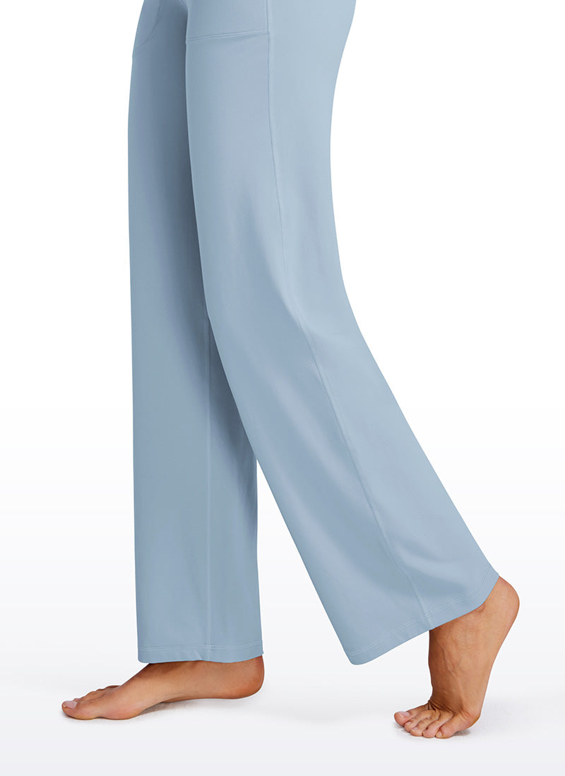 CRZ YOGA Butterluxe Pantalones de Pierna Ancha con Bolsillospara Mujer Batista Azul