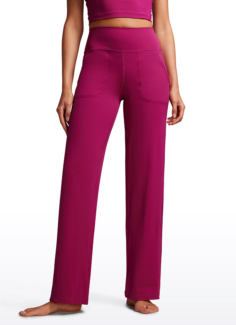CRZ YOGA Butterluxe Pantalones de Pierna Ancha con Bolsillospara Mujer Magenta Púrpura