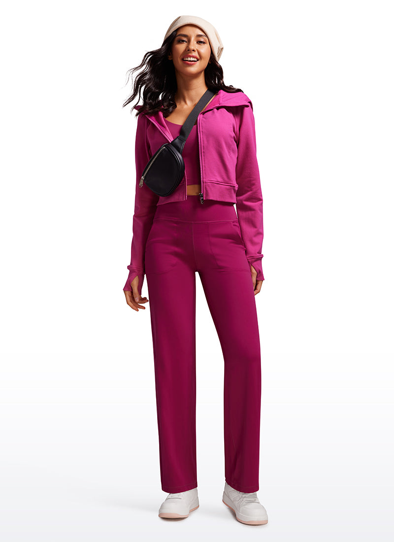 CRZ YOGA Butterluxe Pantalones de Pierna Ancha con Bolsillospara Mujer Magenta Púrpura