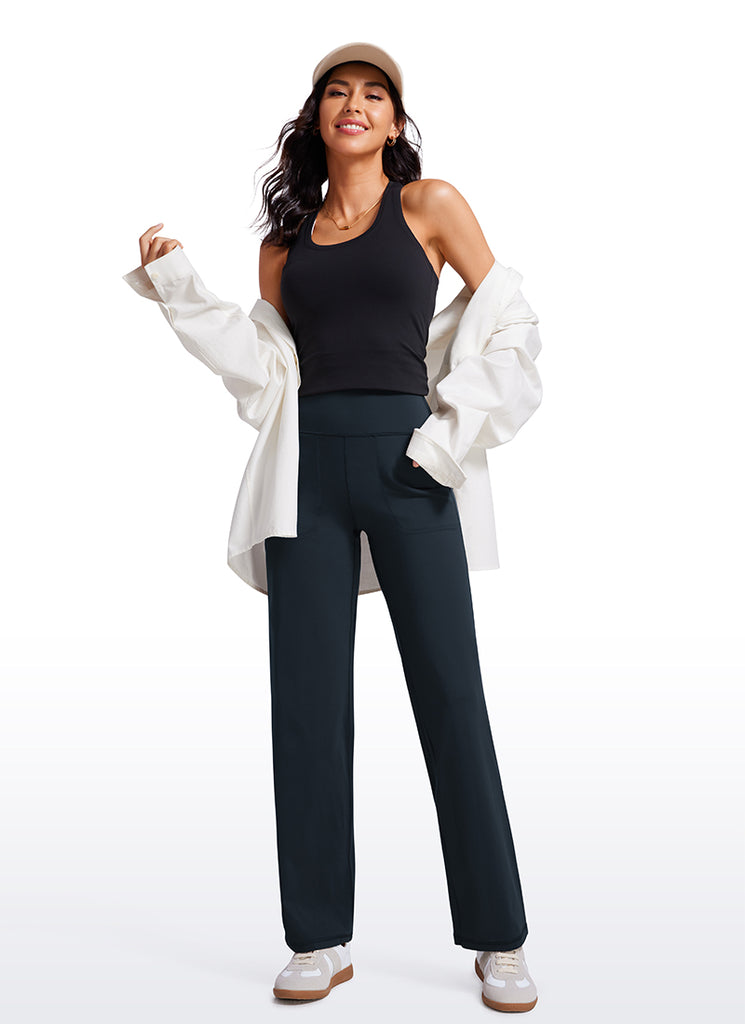 CRZ YOGA Butterluxe Pantalones de Pierna Ancha con Bolsillos de 31 Pulgadas para Mujer True Navy