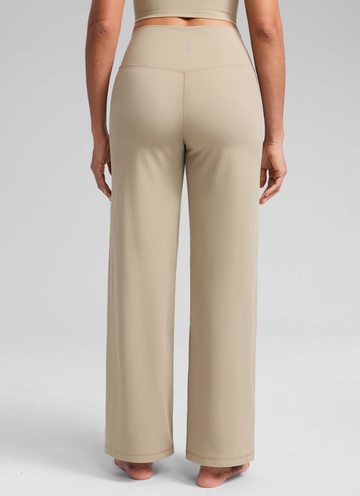 CRZ YOGA Pantalones de Cintura Alta y Pierna Ancha con Bolsillos Roble