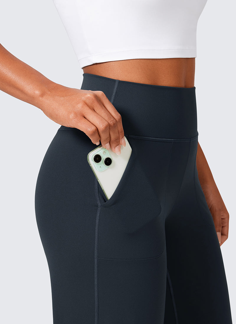 CRZ YOGA Pantalones de Cintura Alta y Pierna Ancha con Bolsillos True Navy