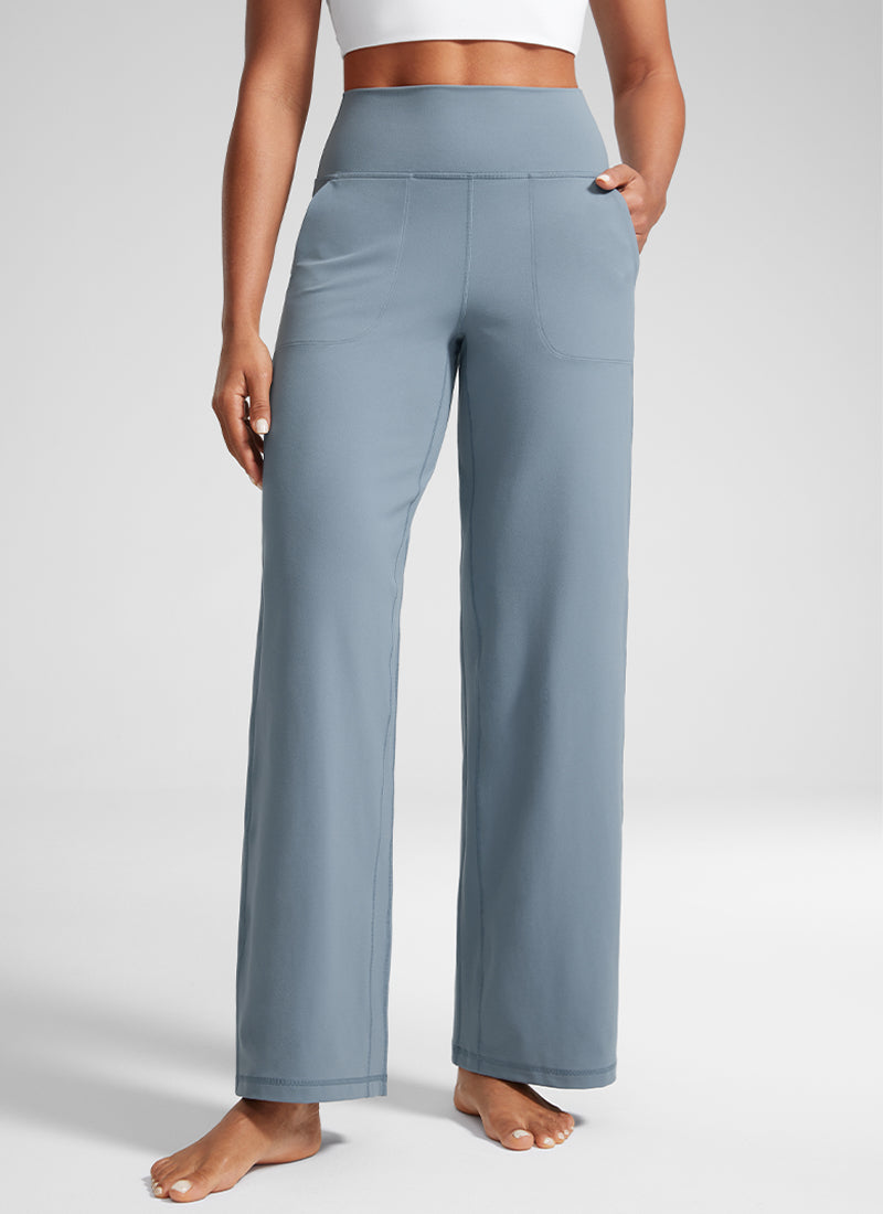 CRZ YOGA Pantalones Butterlift Cintura Alta Pierna Ancha 31 pulg. Azul Belga
