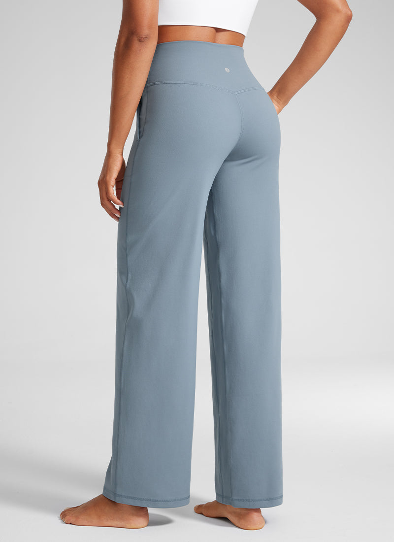 CRZ YOGA Pantalones Butterlift Cintura Alta Pierna Ancha 31 pulg. Azul Belga