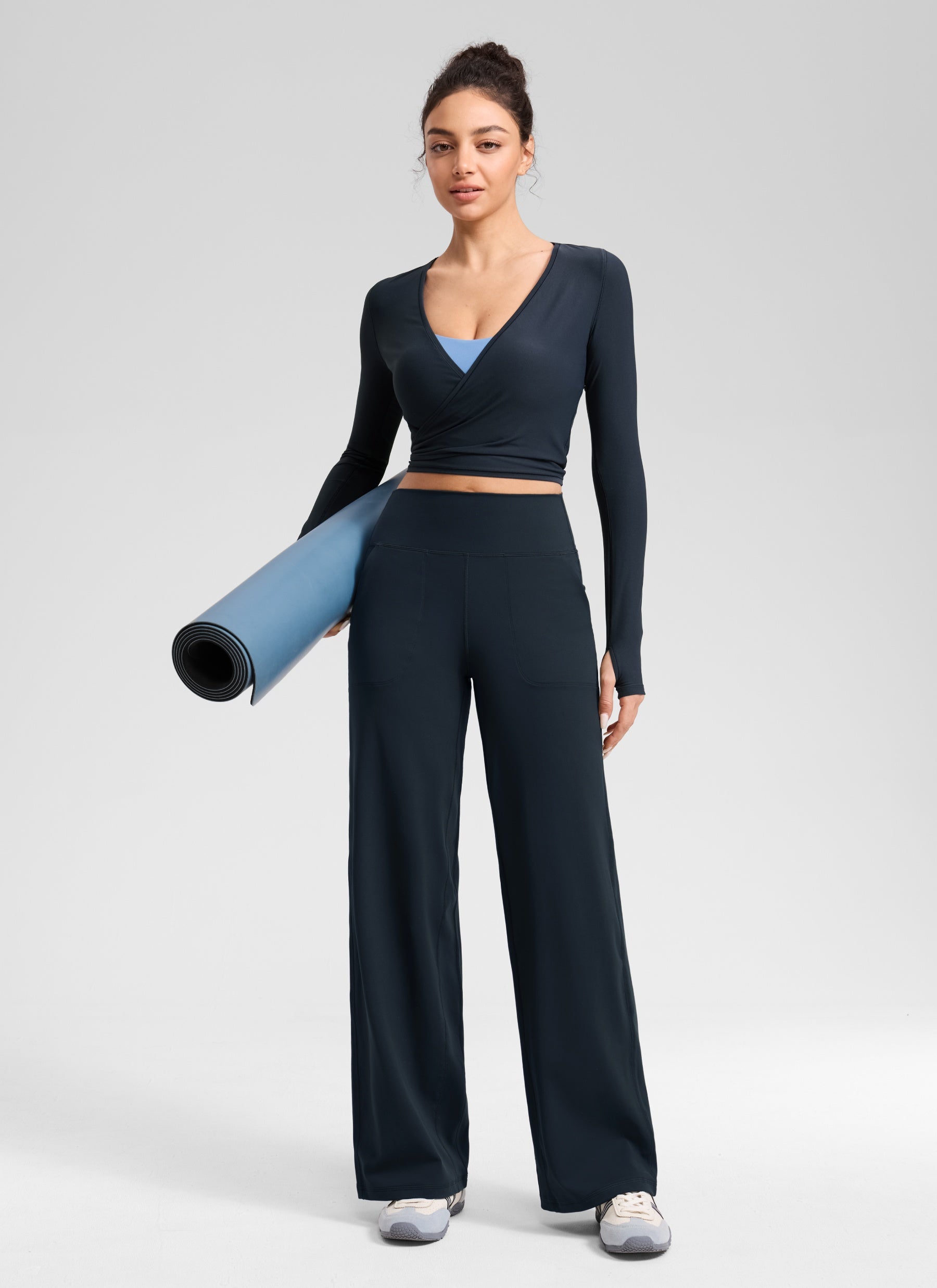 CRZ YOGA Pantalones Butterlift Cintura Alta Pierna Ancha 31 pulg. True Navy