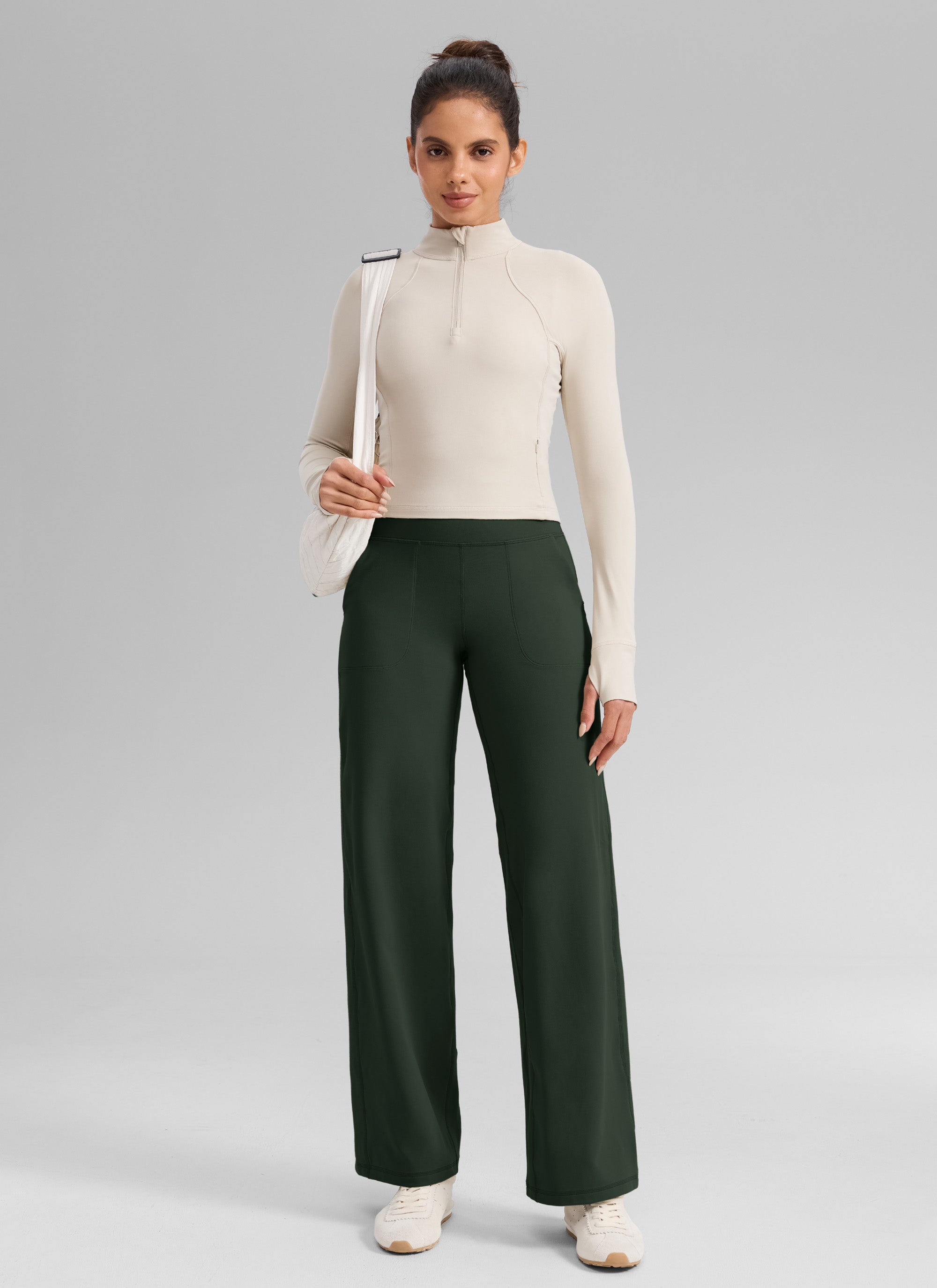CRZ YOGA Pantalones Butterlift Cintura Alta Pierna Ancha 31 pulg. Leyenda Verde