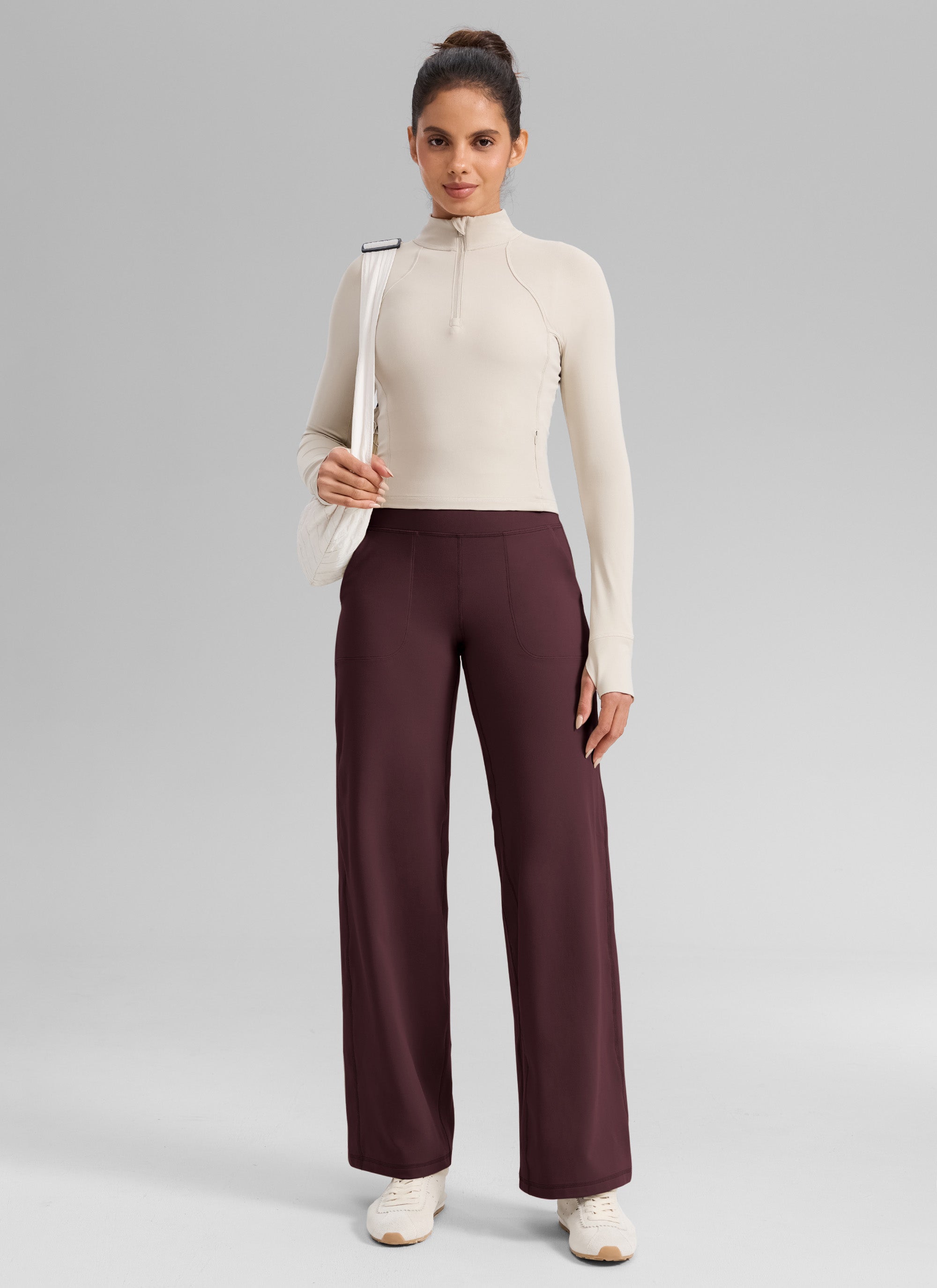 CRZ YOGA Pantalones Butterlift Cintura Alta Pierna Ancha 31 pulg. Ciruela madura