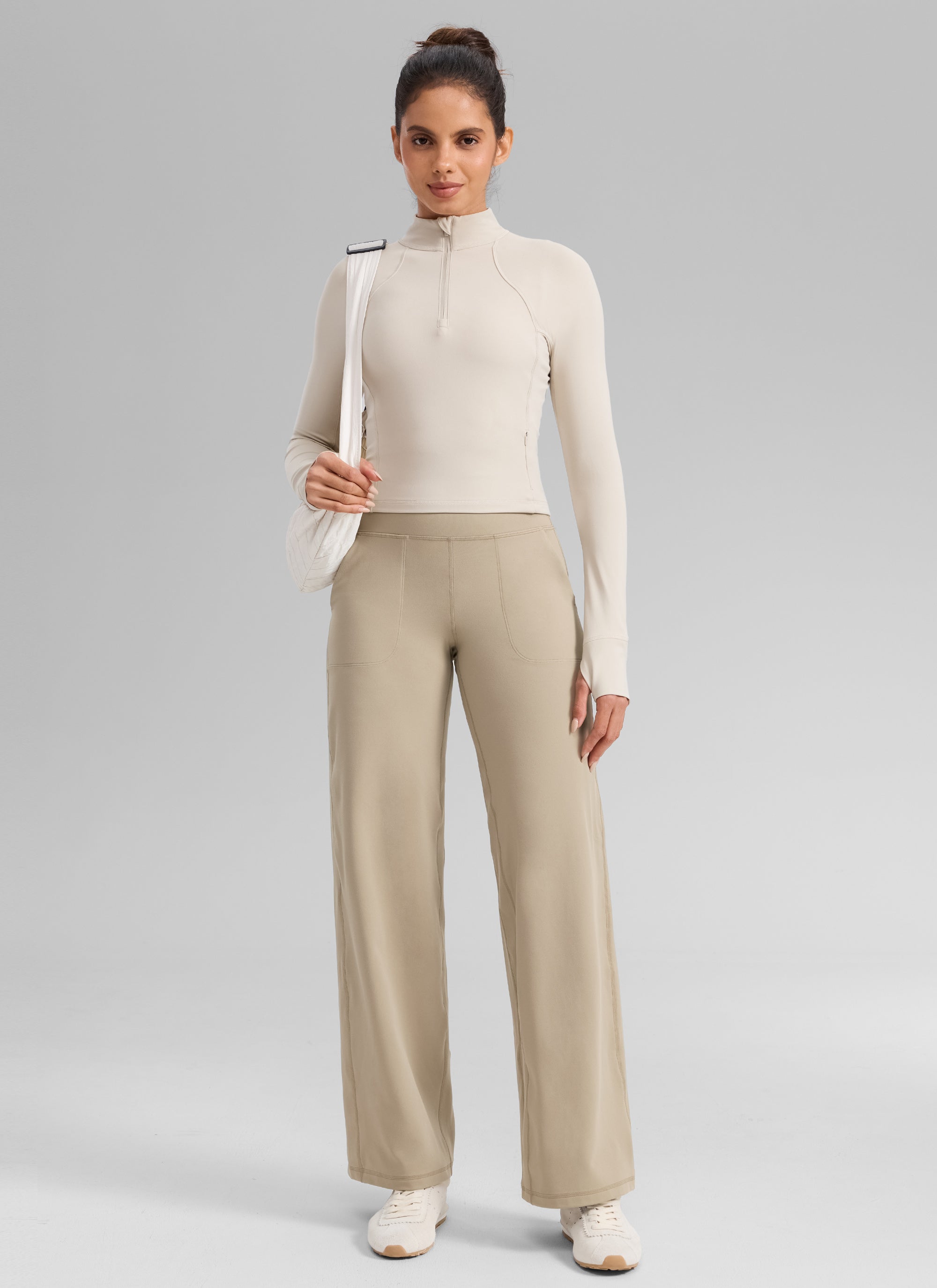 CRZ YOGA Pantalones Butterlift Cintura Alta Pierna Ancha 31 pulg. Roble