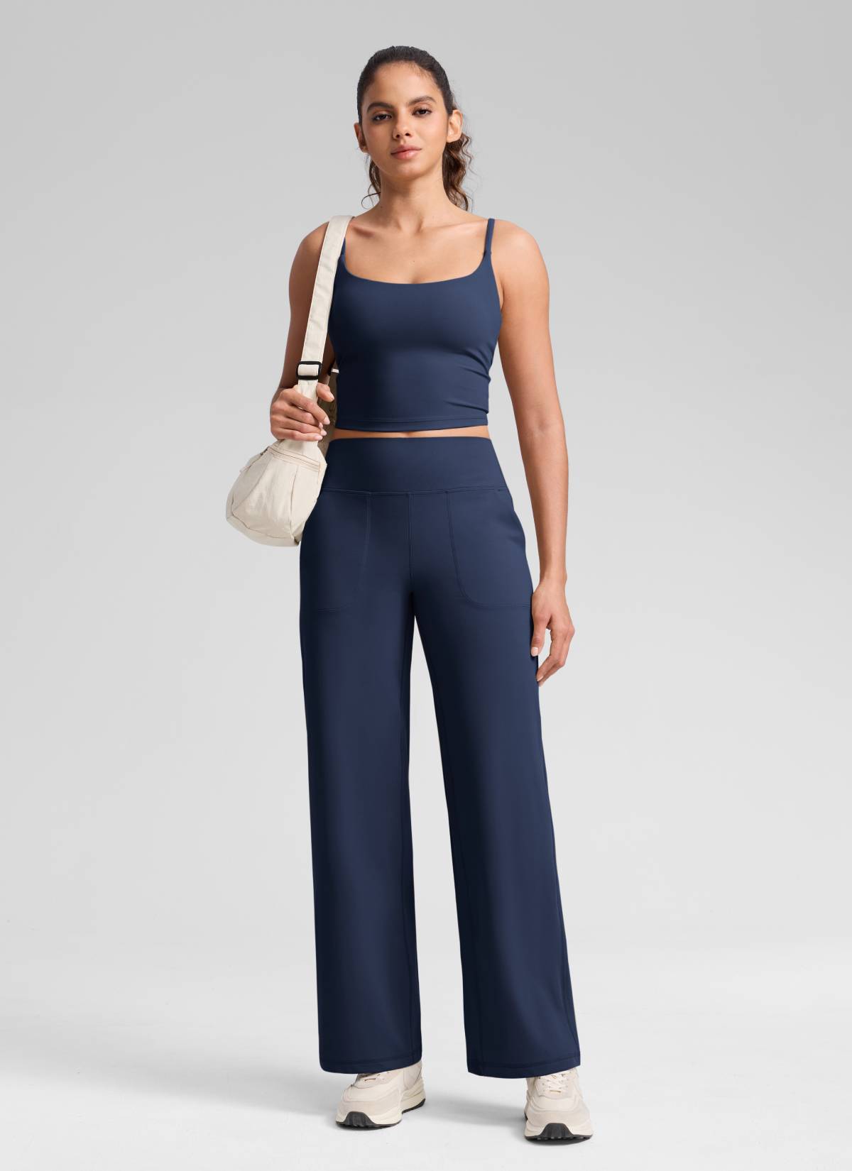 CRZ YOGA Pantalones Butterlift Cintura Alta Pierna Ancha 31 pulg. Azul Club