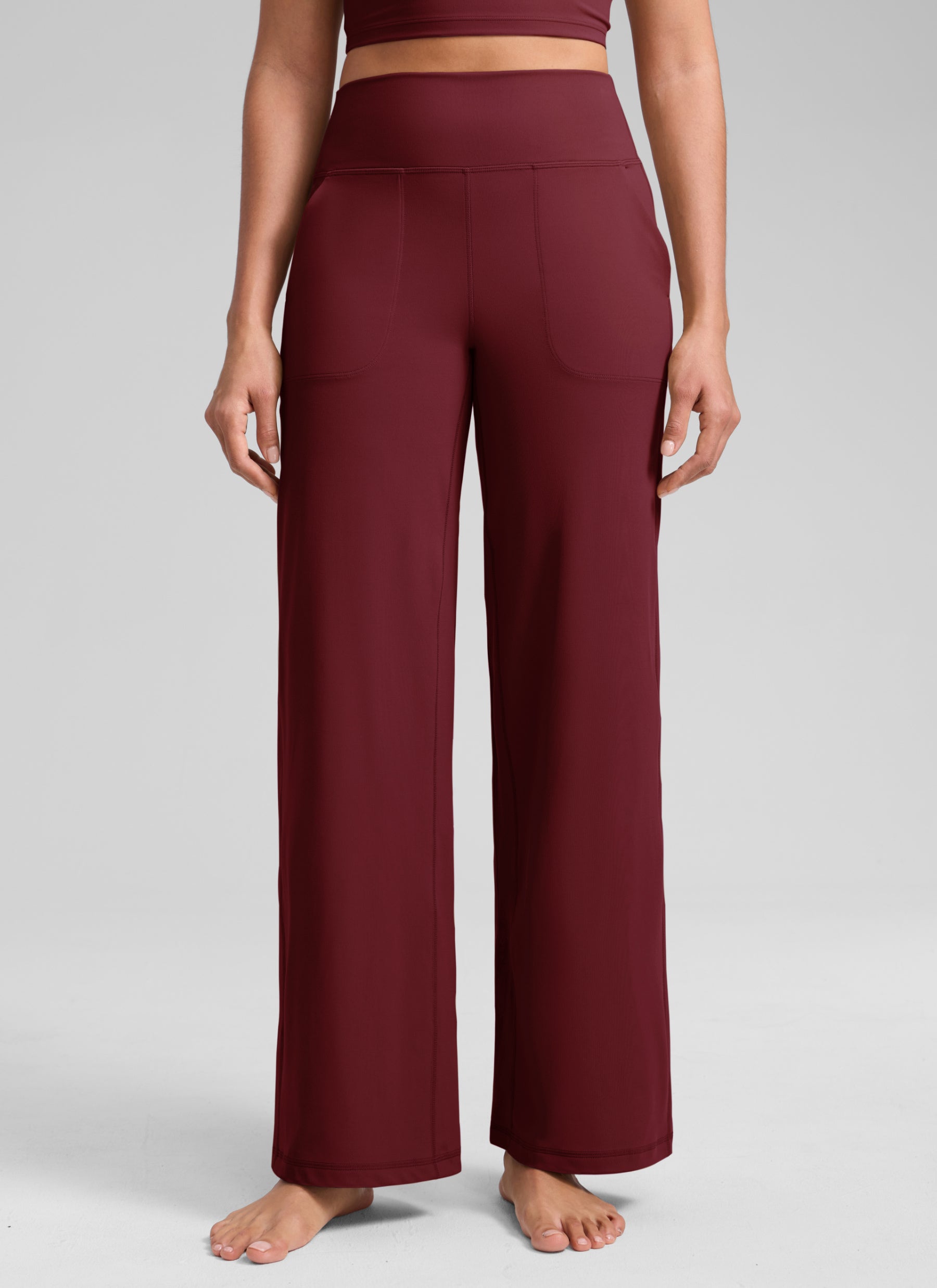 CRZ YOGA Pantalones Butterlift Cintura Alta Pierna Ancha 33 pulg. Bahía de Borgoña @model_info:S1