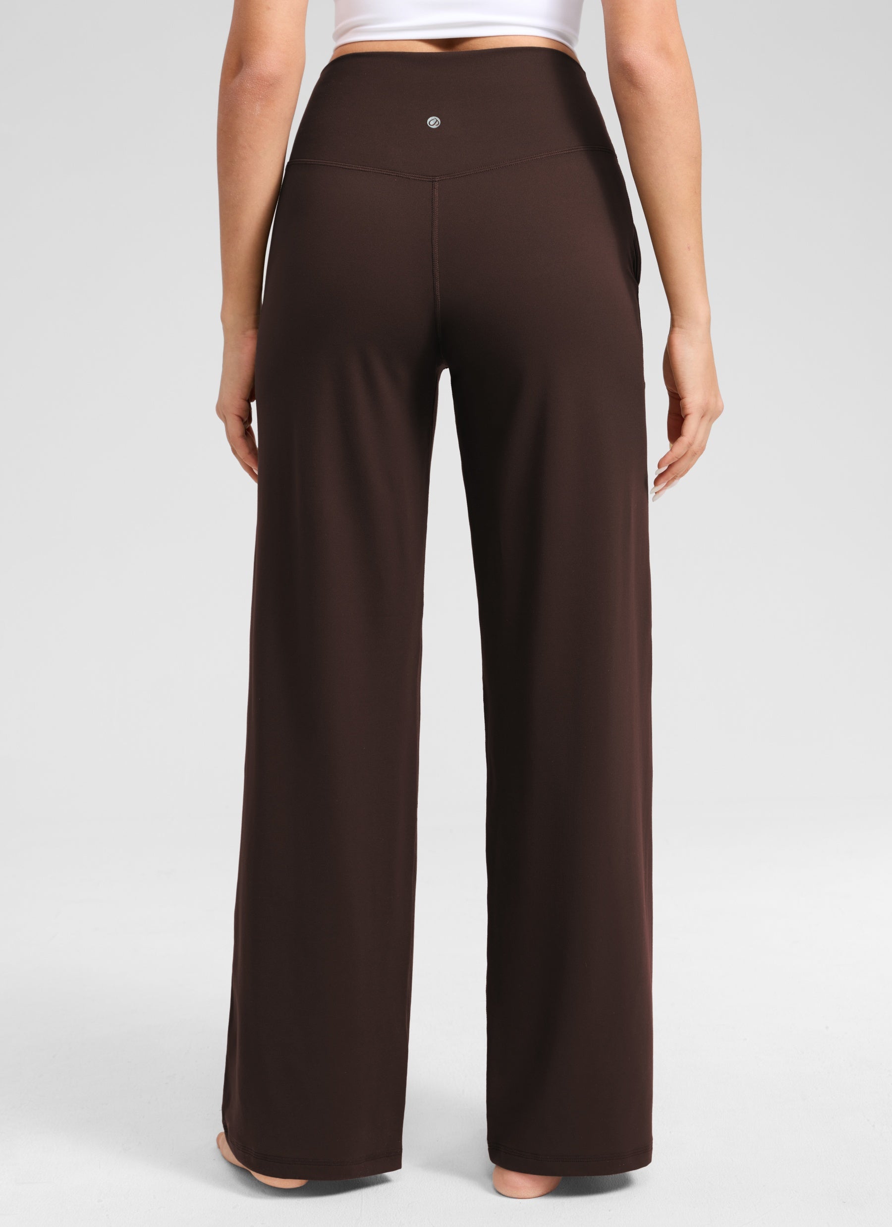 CRZ YOGA Pantalones Butterlift Cintura Alta Pierna Ancha 31 pulg. Marrón Fudge Caliente