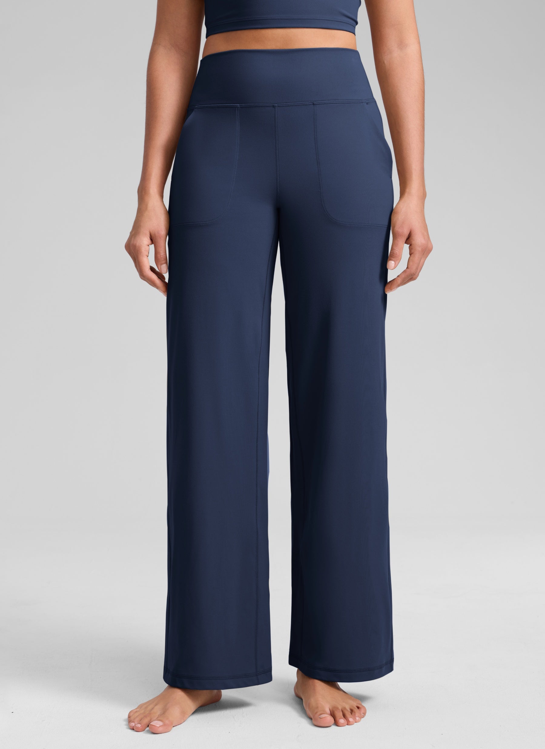 CRZ YOGA Pantalones Butterlift Cintura Alta Pierna Ancha 33 pulg. Azul Club