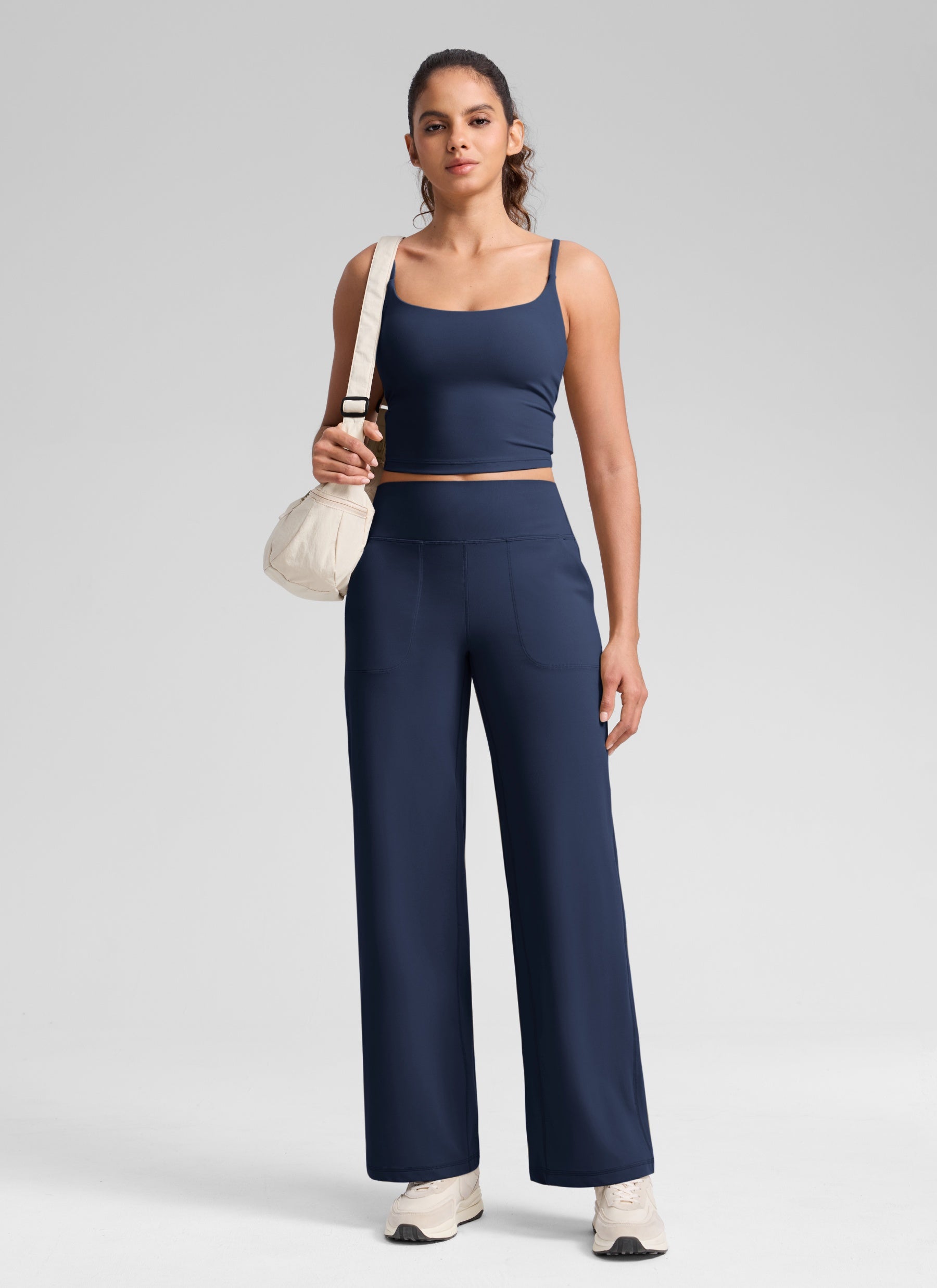 CRZ YOGA Pantalones Butterlift Cintura Alta Pierna Ancha 33 pulg. Azul Club