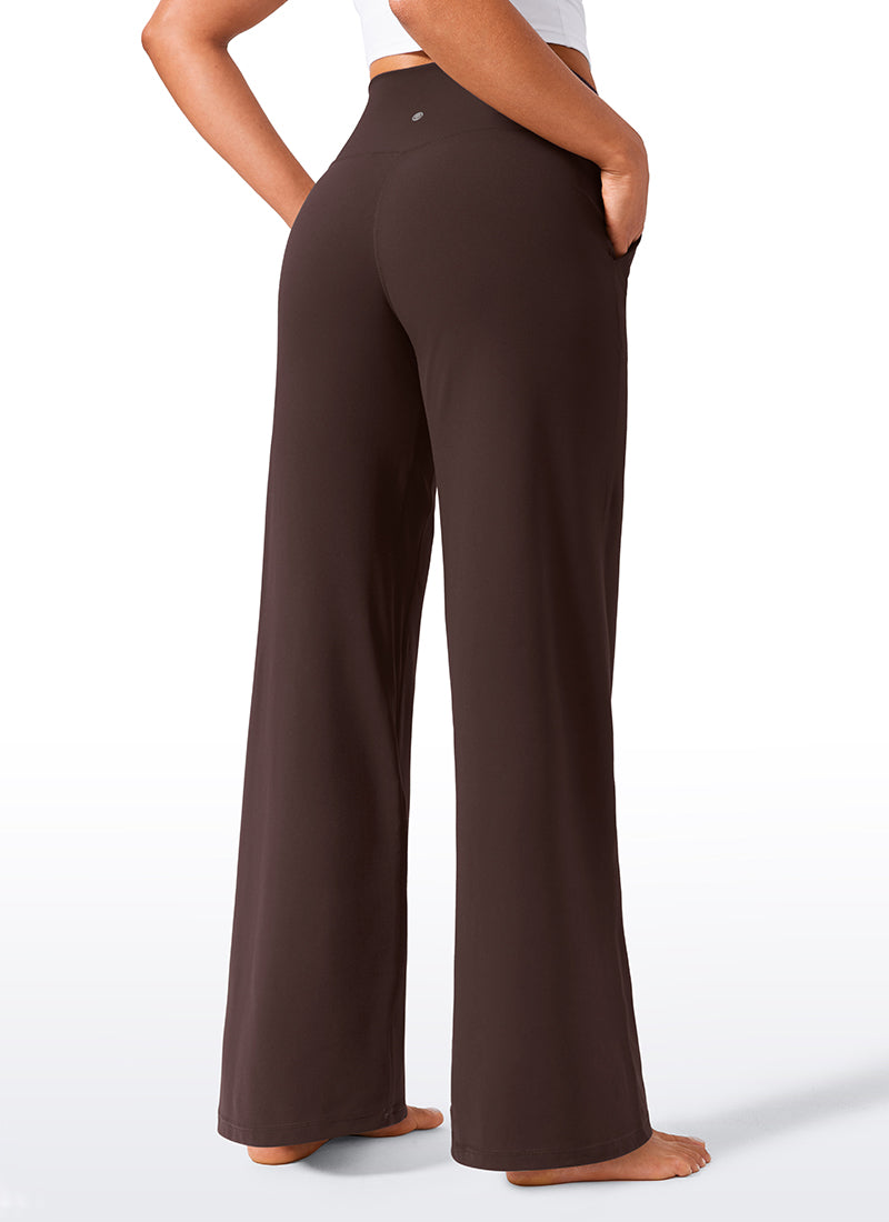 CRZ YOGA Pantalones Butterlift Cintura Alta Pierna Ancha 33 pulg. Marrón Fudge Caliente