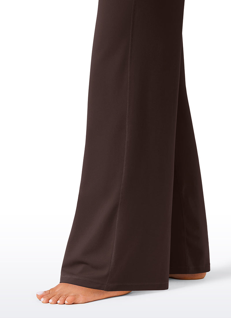 CRZ YOGA Pantalones Butterlift Cintura Alta Pierna Ancha 33 pulg. Marrón Fudge Caliente