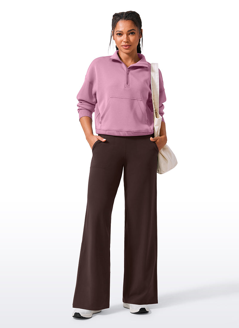 CRZ YOGA Pantalones Butterlift Cintura Alta Pierna Ancha 33 pulg. Marrón Fudge Caliente