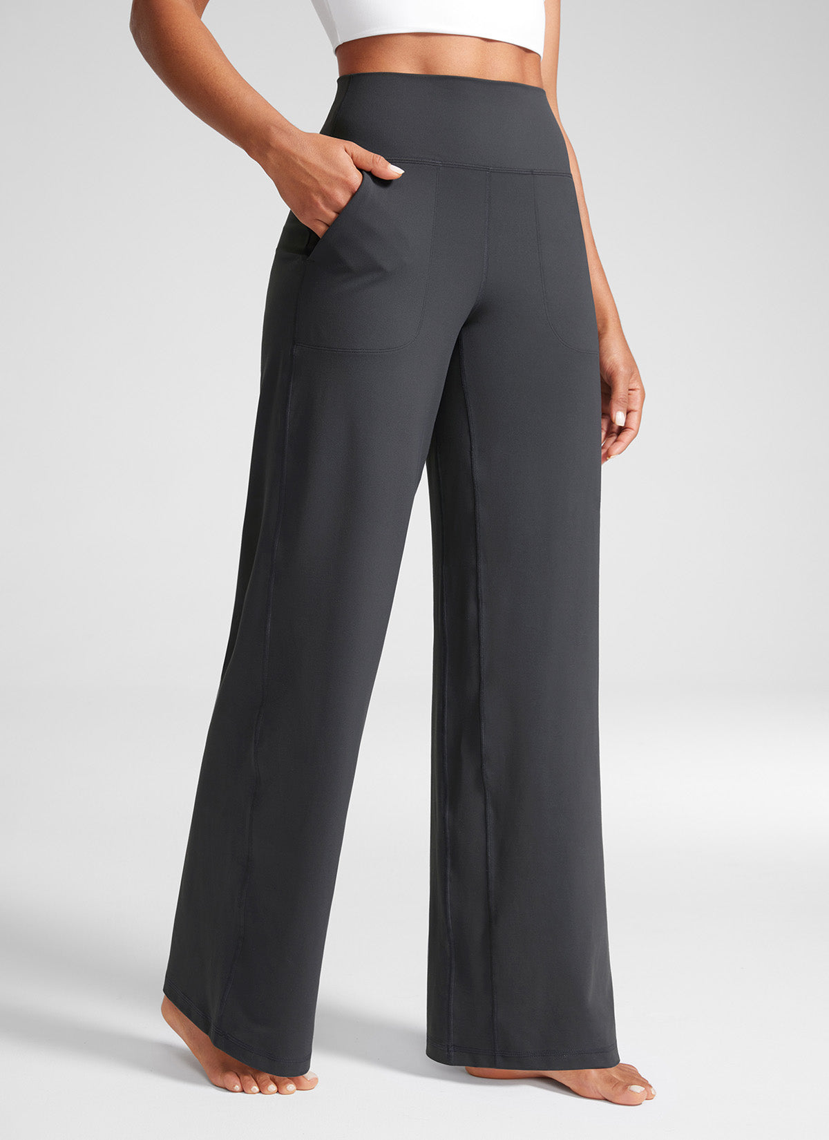 CRZ YOGA Pantalones Butterlift Cintura Alta Pierna Ancha 33 pulg. Gris misterioso