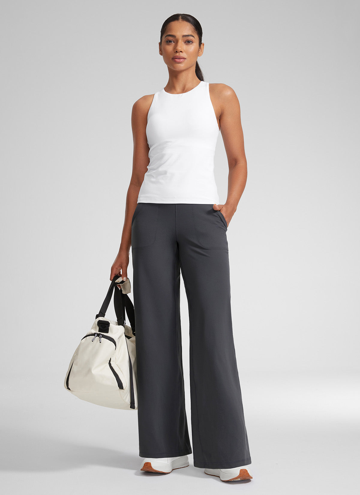 CRZ YOGA Pantalones Butterlift Cintura Alta Pierna Ancha 33 pulg. Gris misterioso