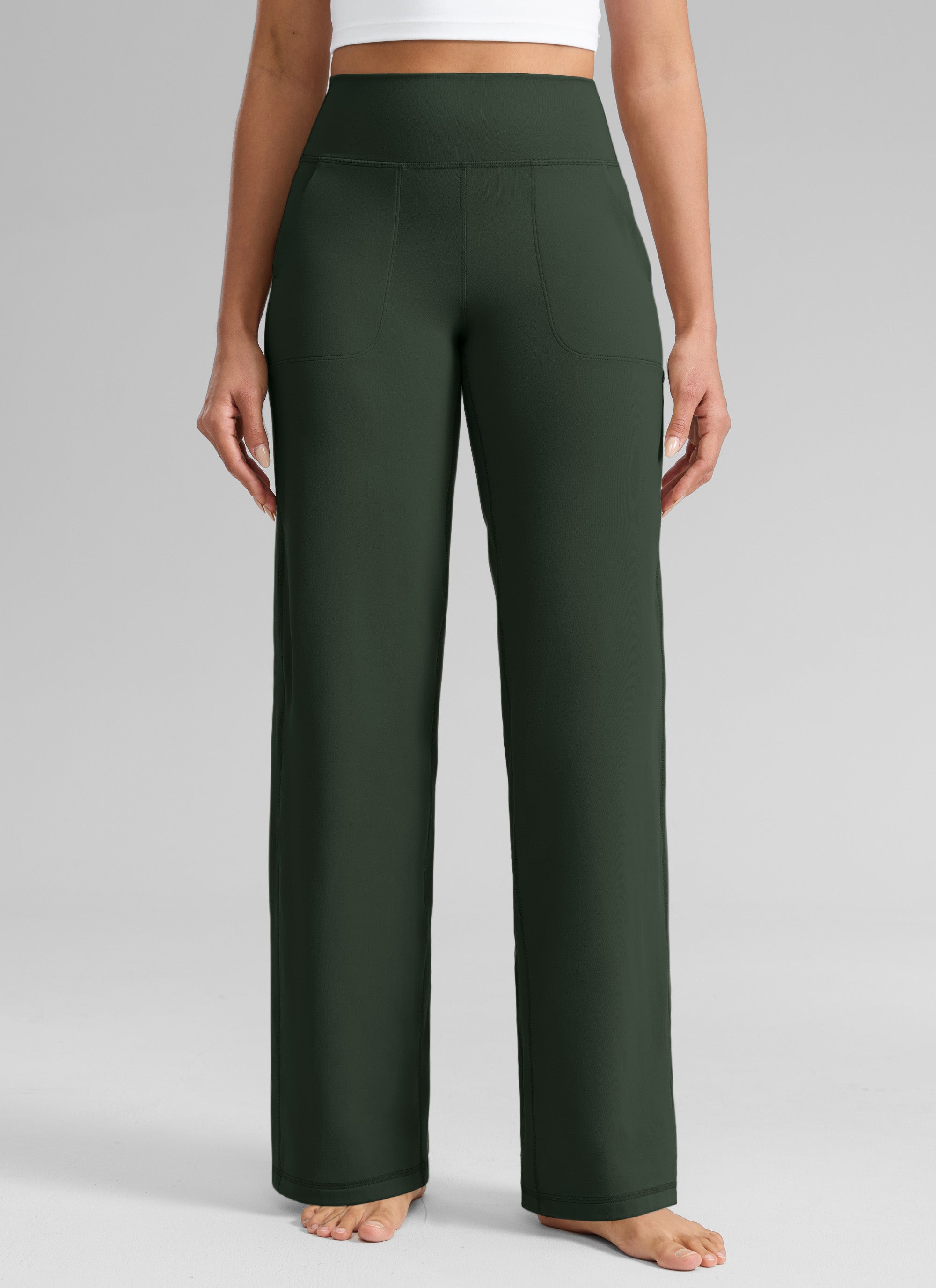 CRZ YOGA Pantalones Butterlift Cintura Alta Pierna Ancha 33 pulg. Leyenda Verde