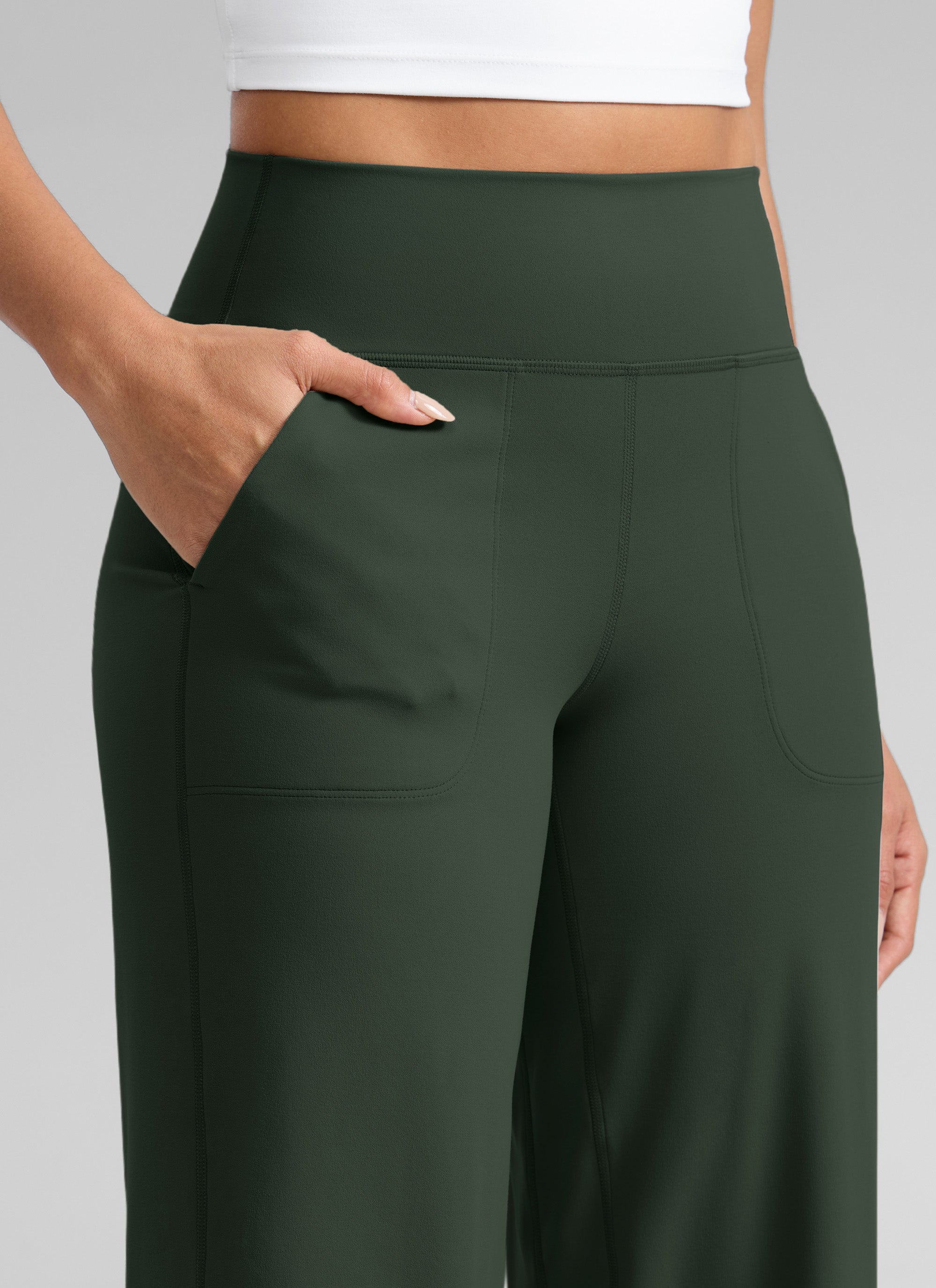 CRZ YOGA Pantalones Butterlift Cintura Alta Pierna Ancha 33 pulg. Leyenda Verde