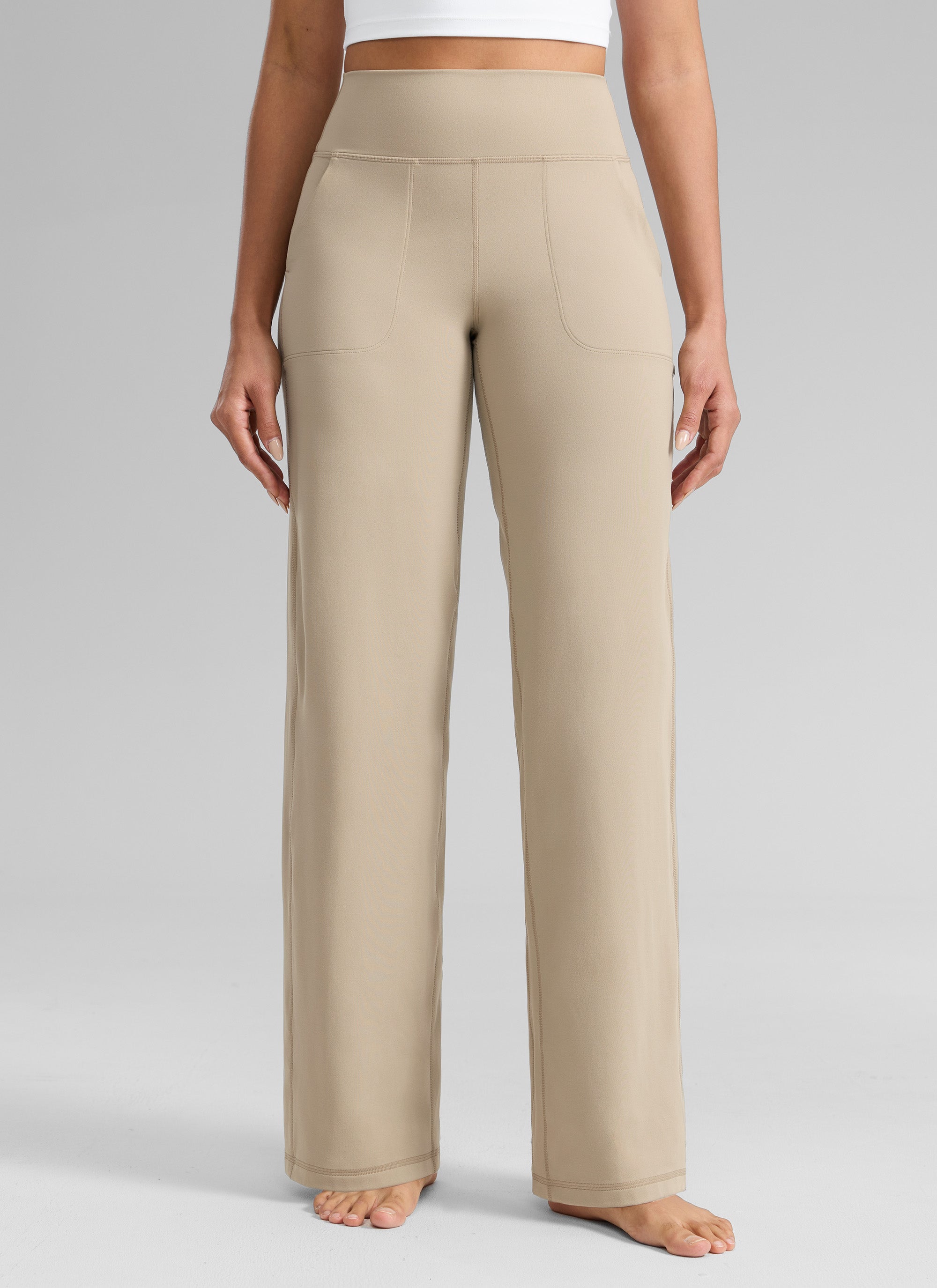 CRZ YOGA Pantalones Butterlift Cintura Alta Pierna Ancha 33 pulg. Roble