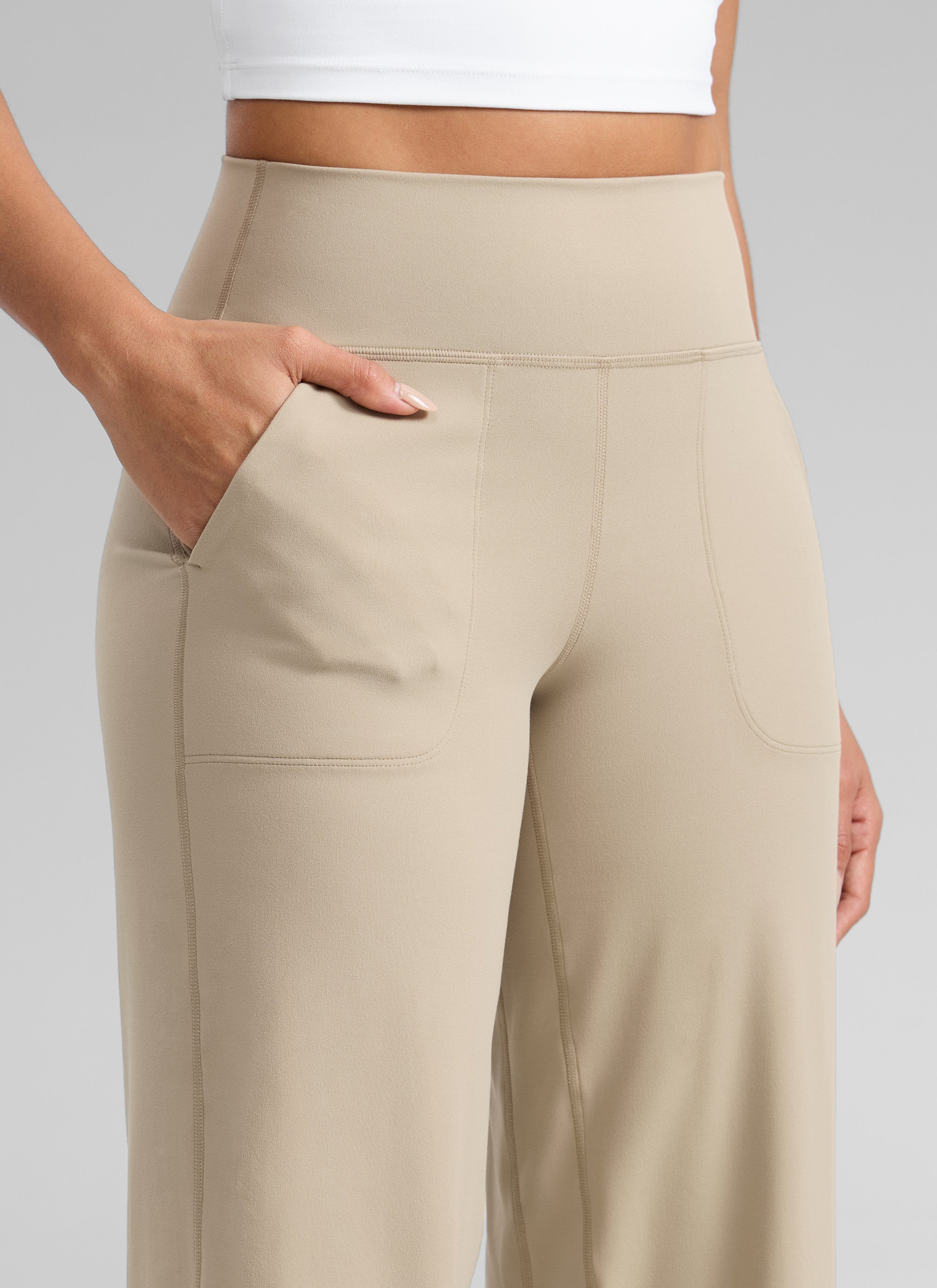 CRZ YOGA Pantalones Butterlift Cintura Alta Pierna Ancha 33 pulg. Roble