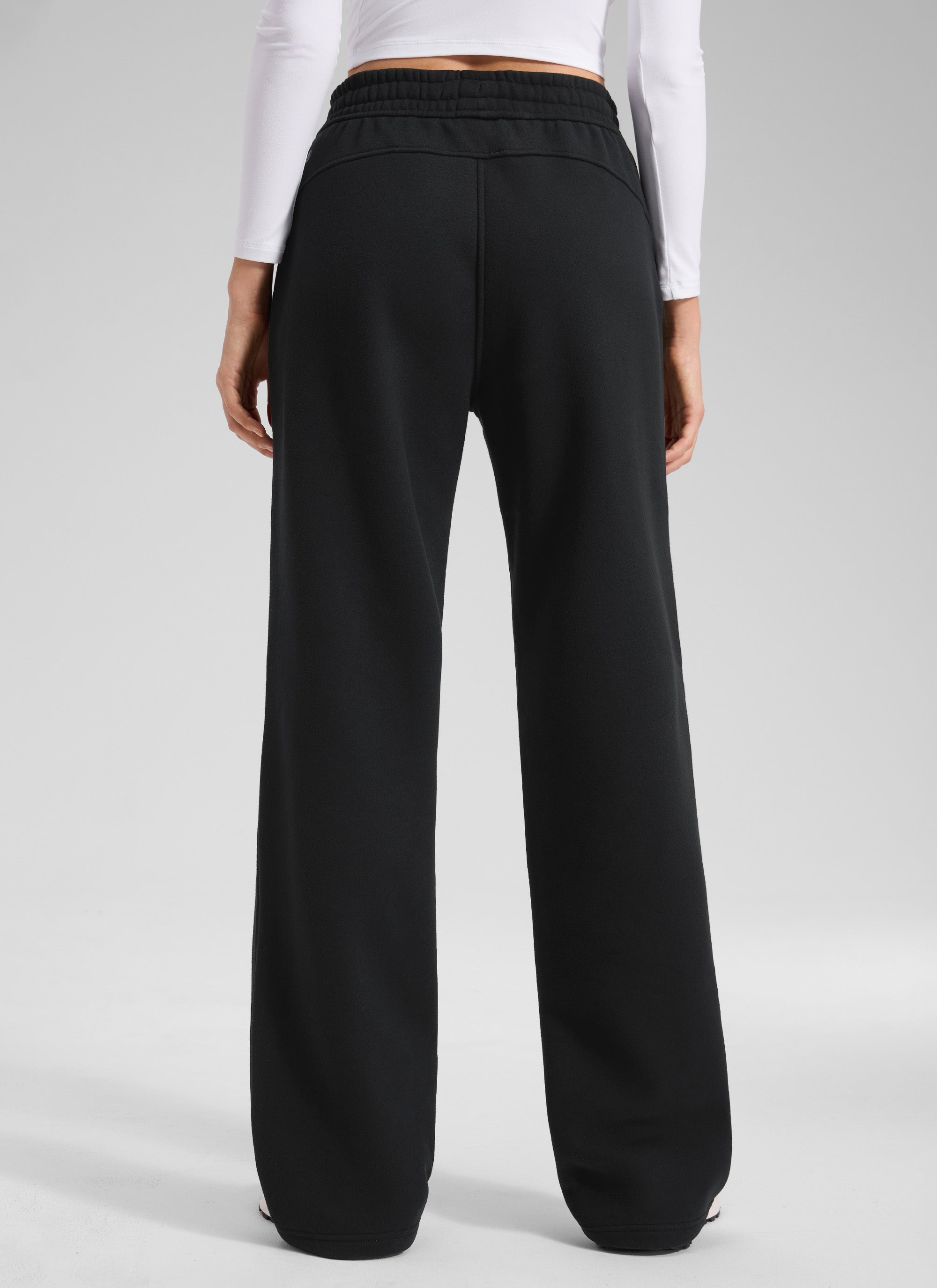 Pantalón recto casual de felpa de algodón para mujer CRZ YOGA 32 pulg. Negro