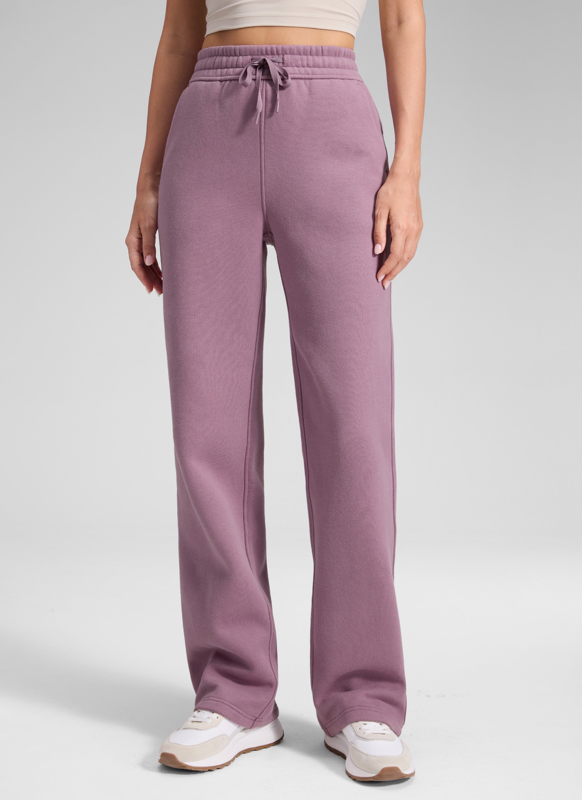 Pantalón recto casual de felpa de algodón para mujer CRZ YOGA 32 pulg. Lavanda claro