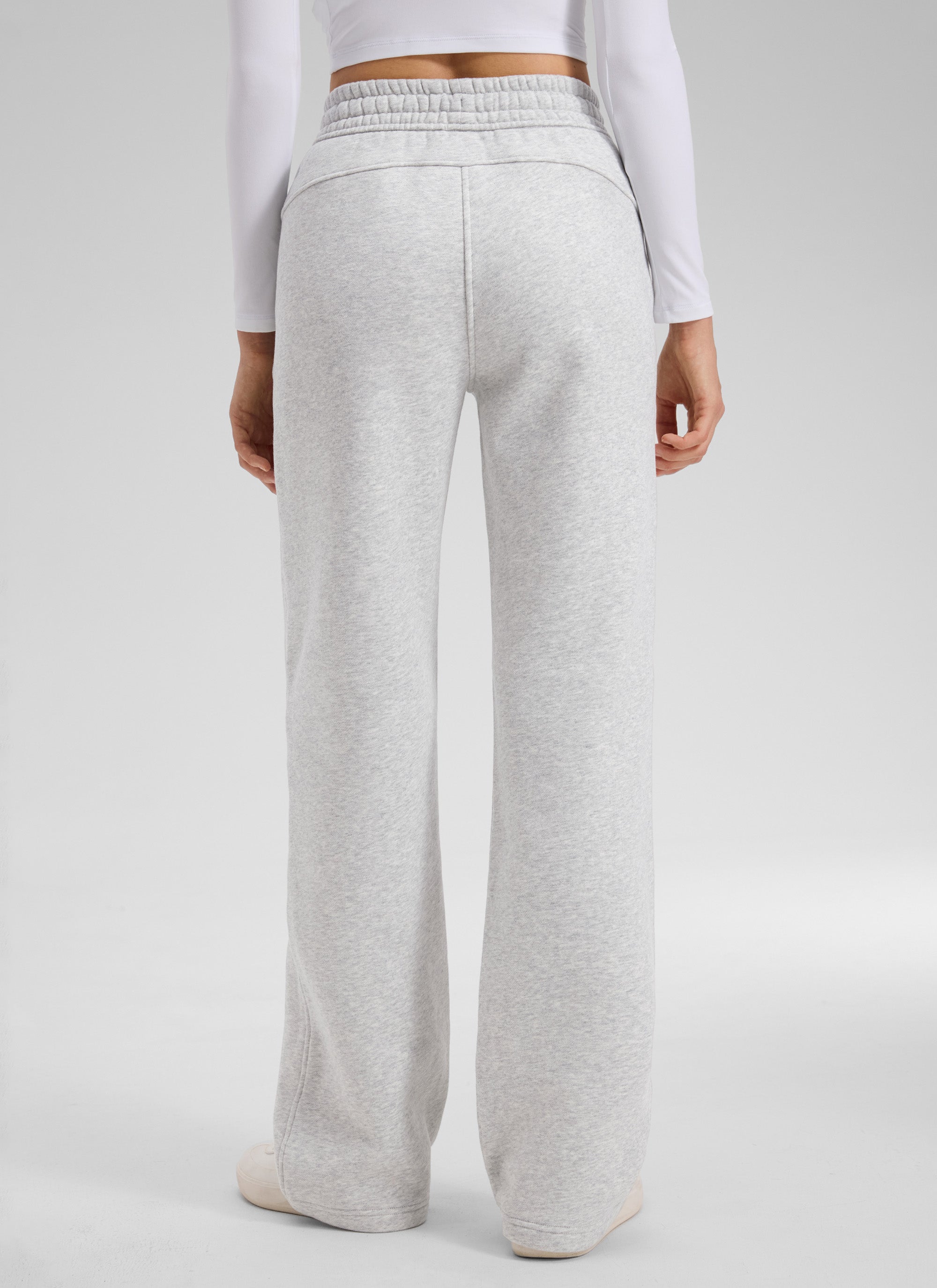 Pantalón recto casual de felpa de algodón para mujer CRZ YOGA 32 pulg. Gris paloma veteado