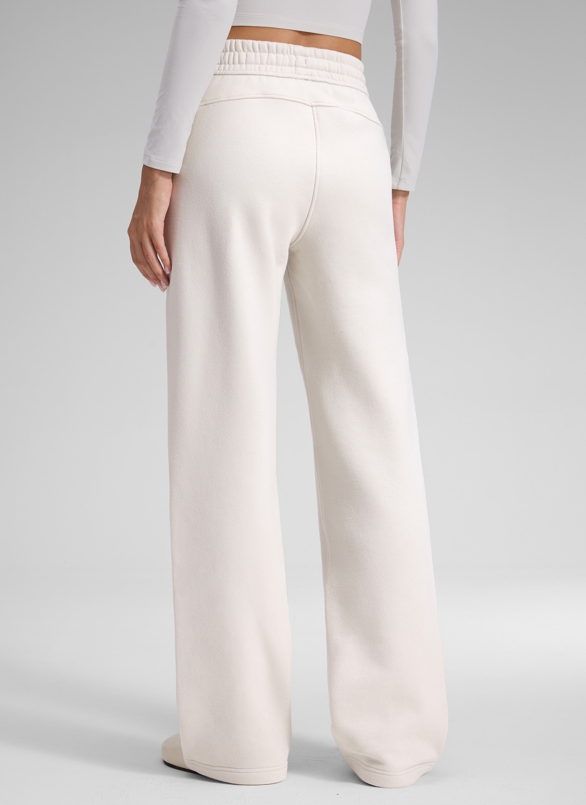 Pantalón recto casual de felpa de algodón para mujer CRZ YOGA 32 pulg. Blanca Lechosa