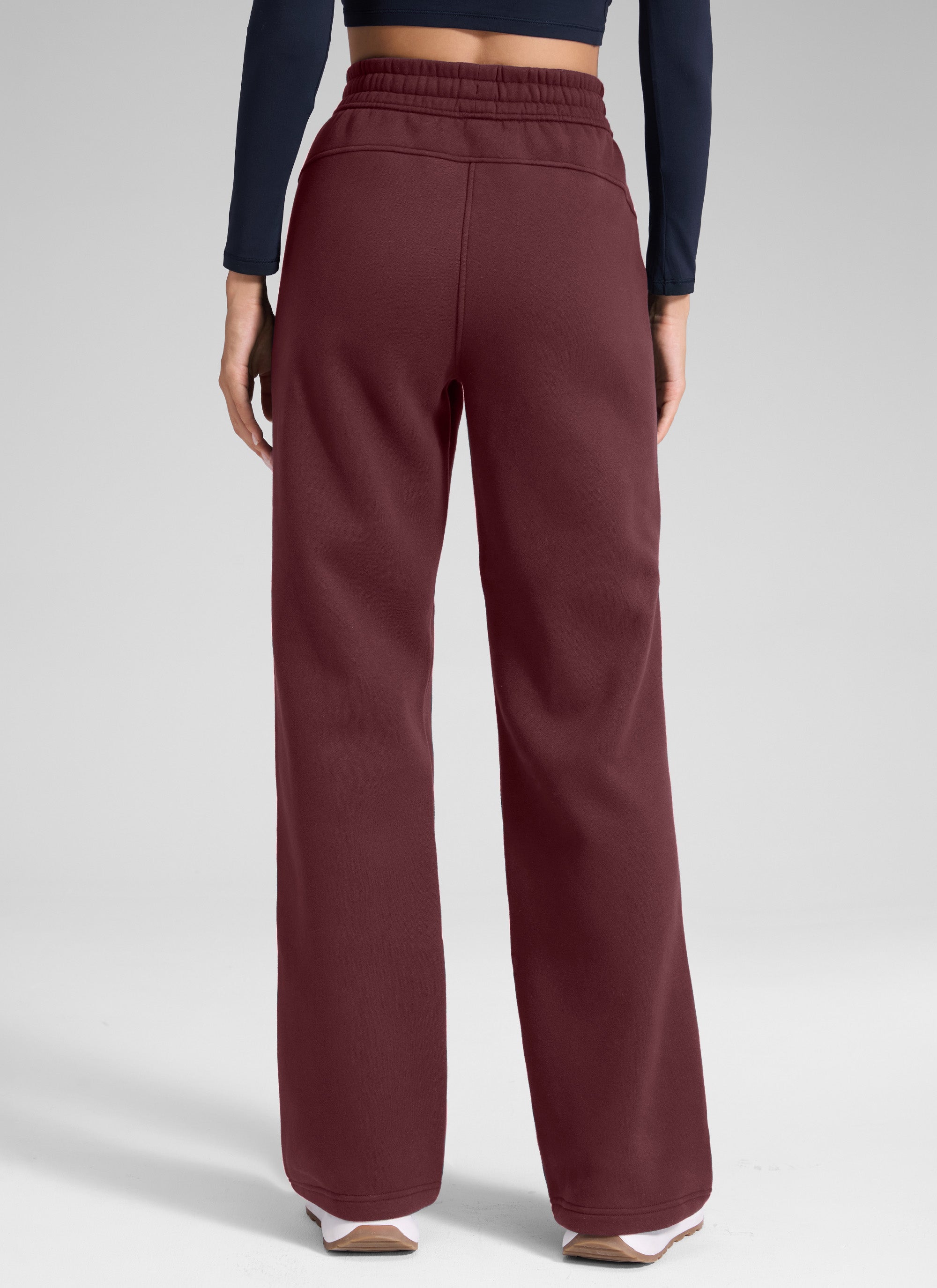 Pantalón recto casual de felpa de algodón para mujer CRZ YOGA 32 pulg. Rojo oscuro 2