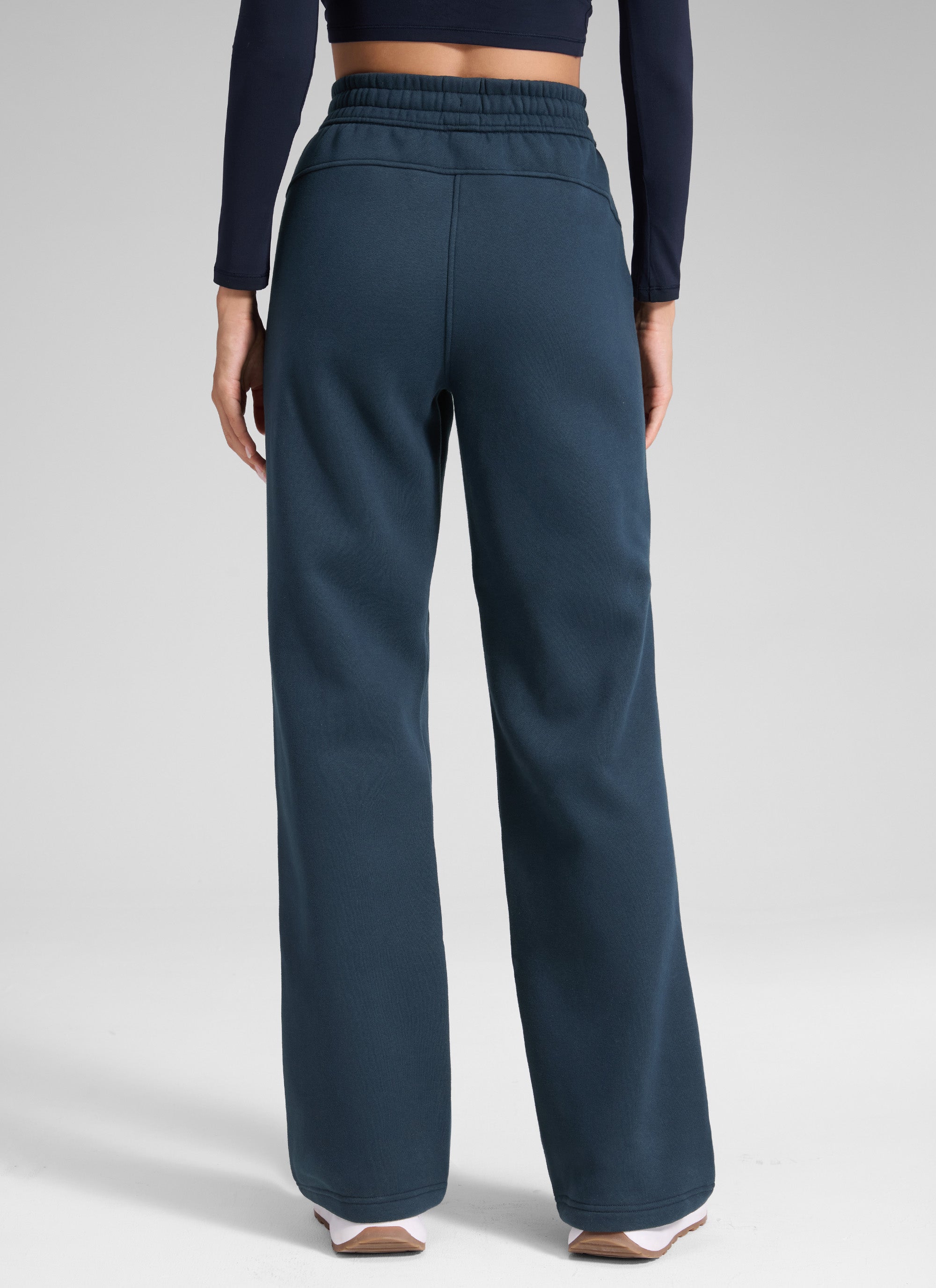 Pantalón recto casual de felpa de algodón para mujer CRZ YOGA 32 pulg. Azul tinta