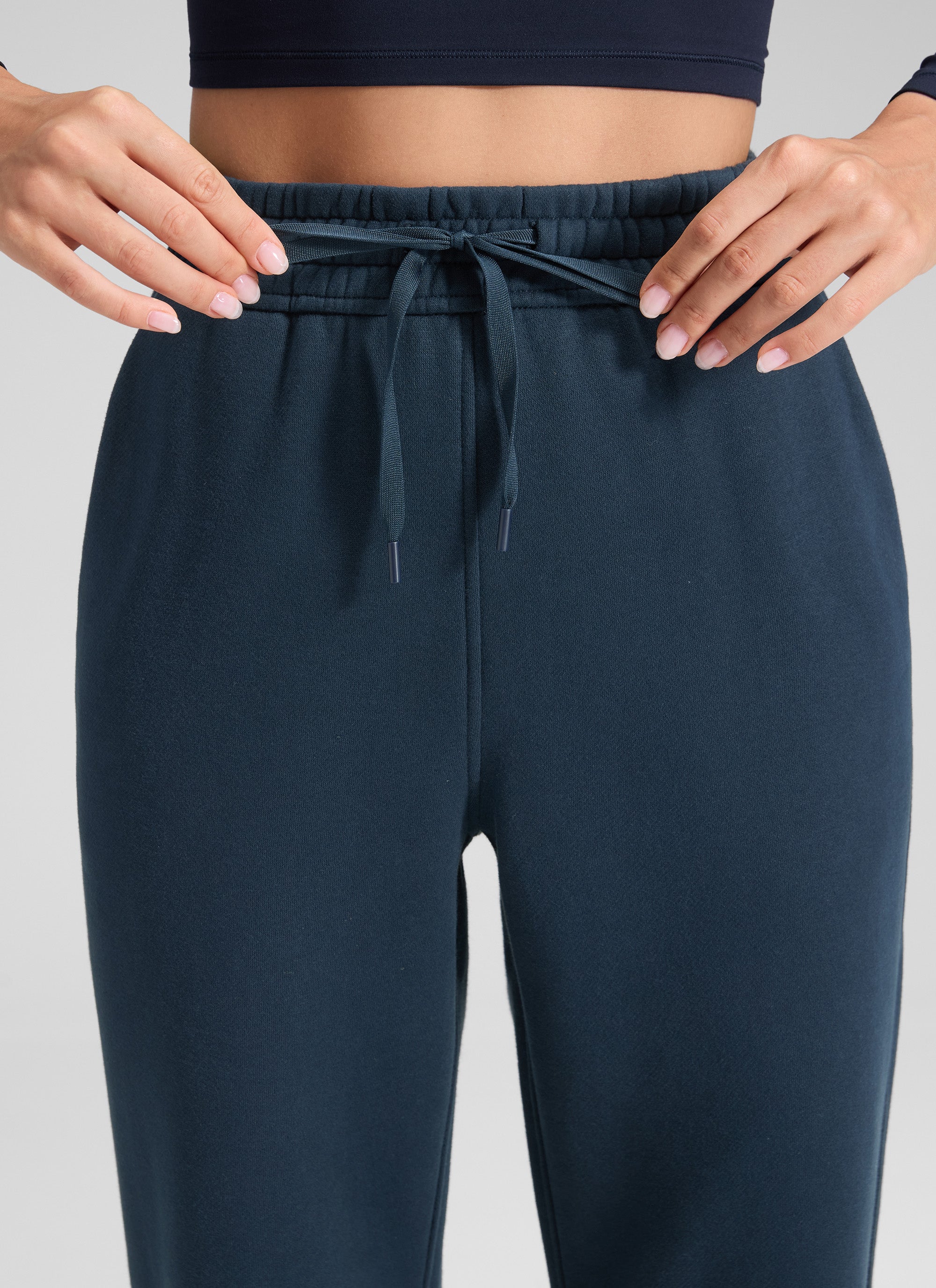 Pantalón recto casual de felpa de algodón para mujer CRZ YOGA 32 pulg. Azul tinta