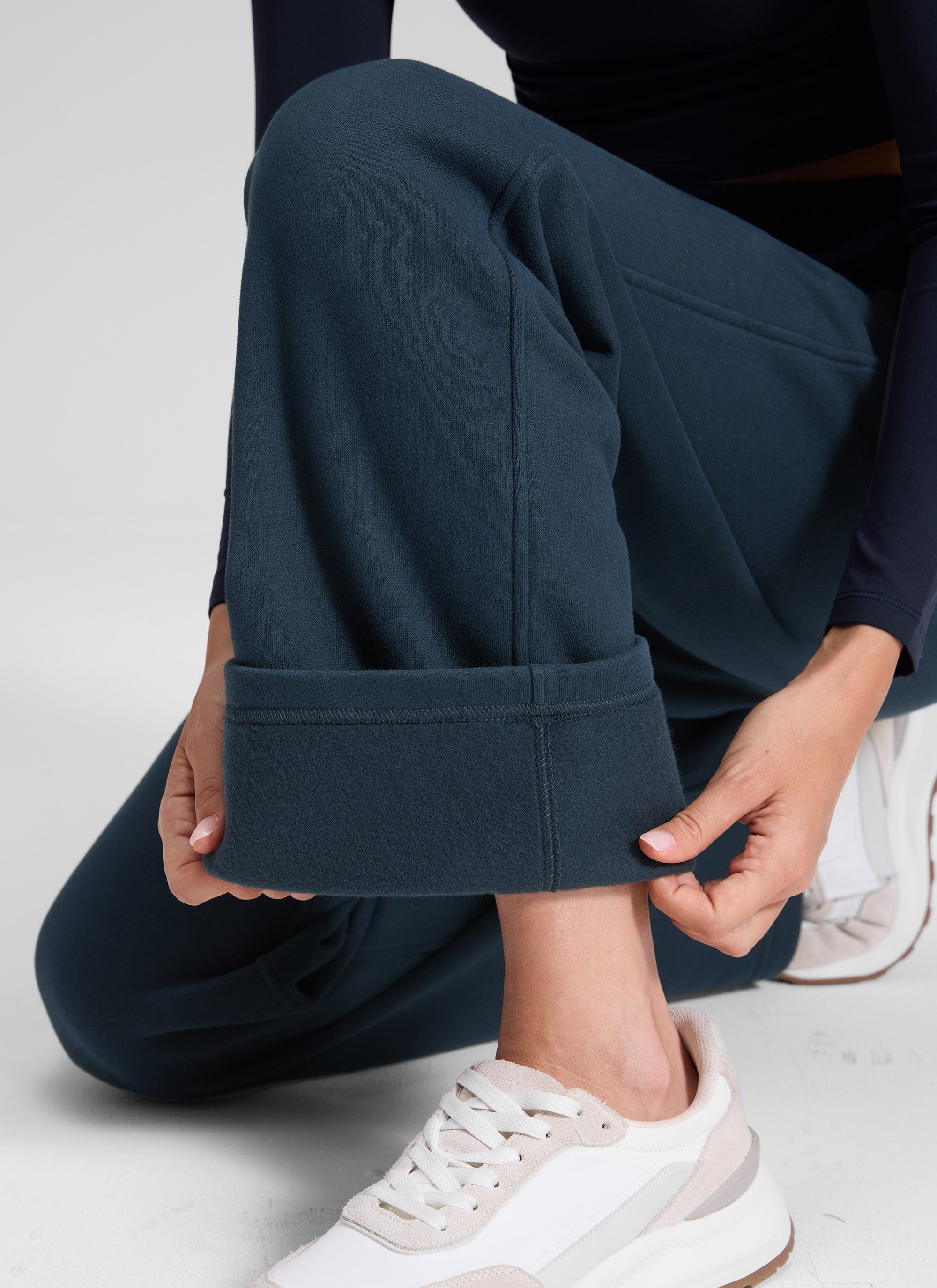 Pantalón recto casual de felpa de algodón para mujer CRZ YOGA 32 pulg. Azul tinta