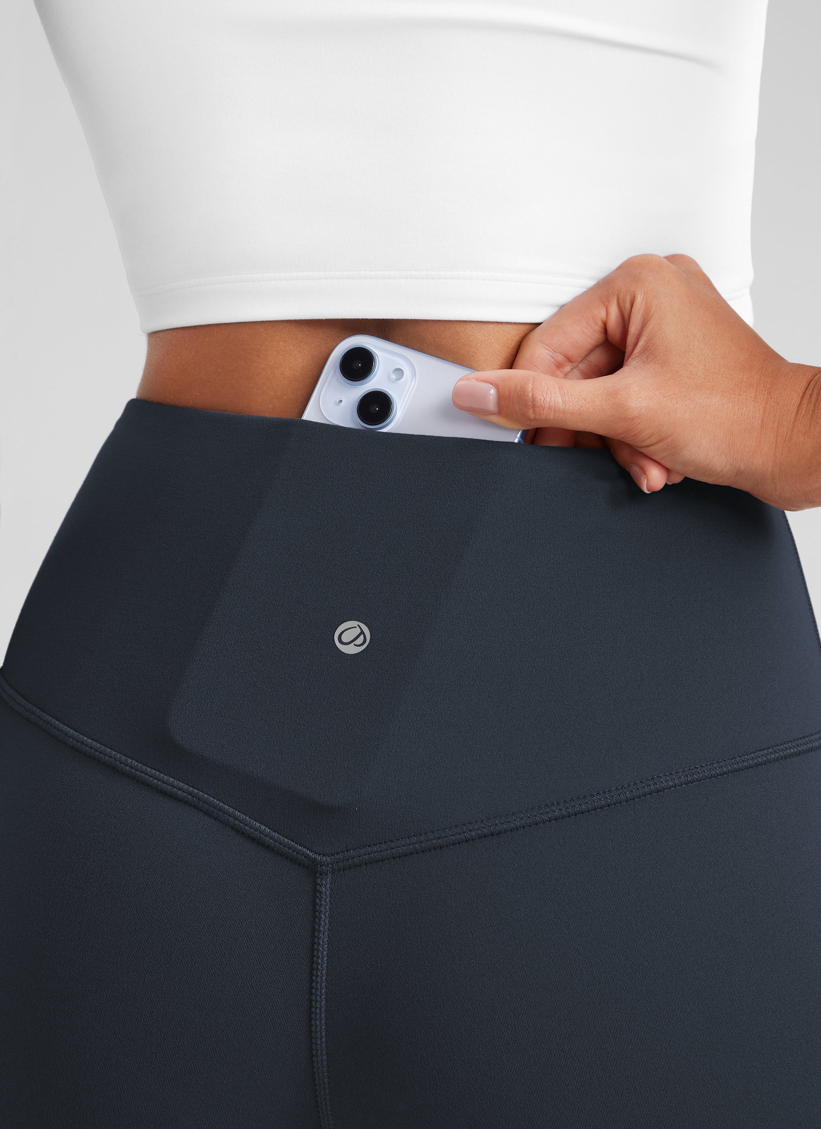 CRZ YOGA Leggings mini acampanados con bolsillos para mujer True Navy