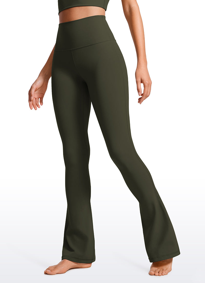 CRZ YOGA Leggings mini acampanados con bolsillos para mujer Verde Oliva