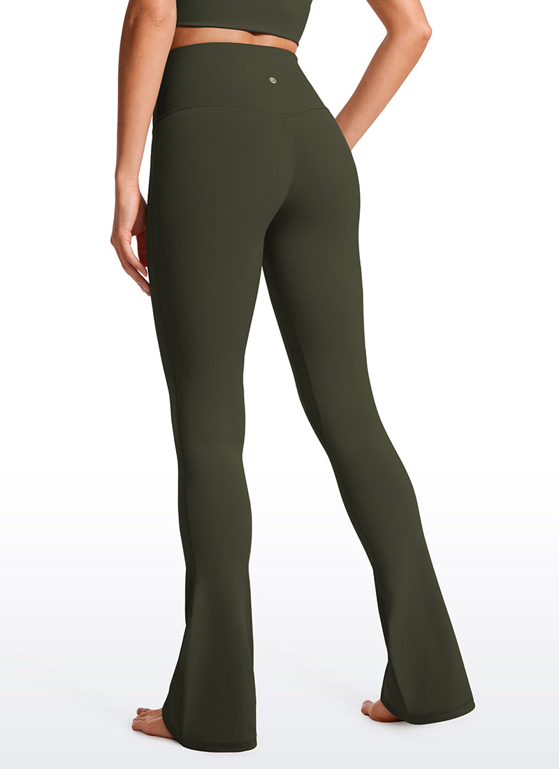 CRZ YOGA Leggings mini acampanados con bolsillos para mujer Verde Oliva