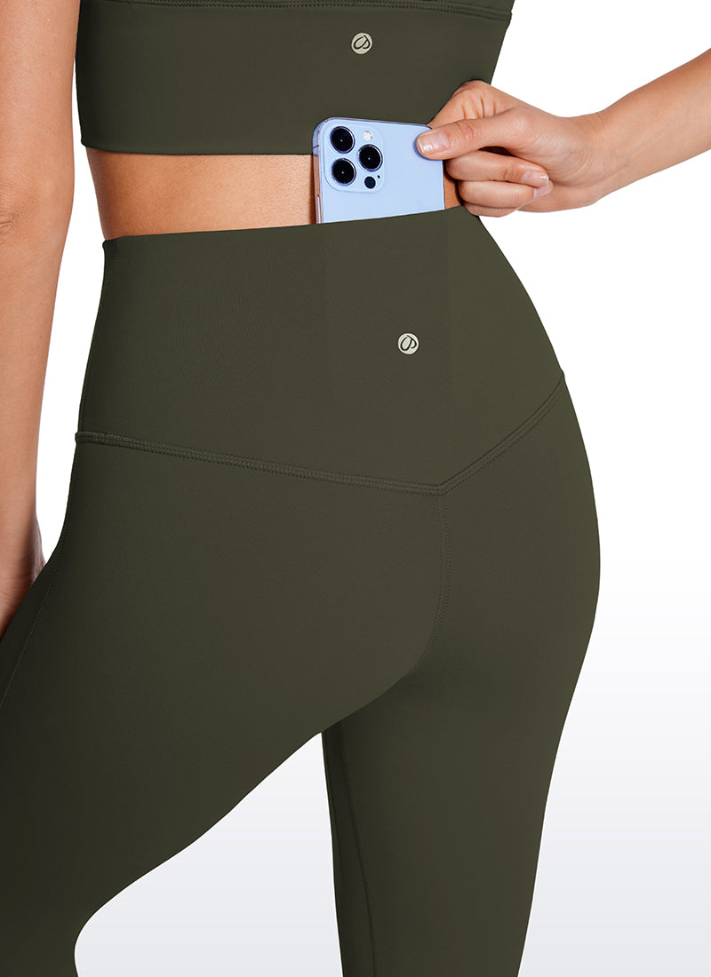 CRZ YOGA Leggings mini acampanados con bolsillos para mujer Verde Oliva