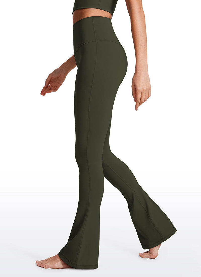 CRZ YOGA Leggings mini acampanados con bolsillos para mujer Verde Oliva