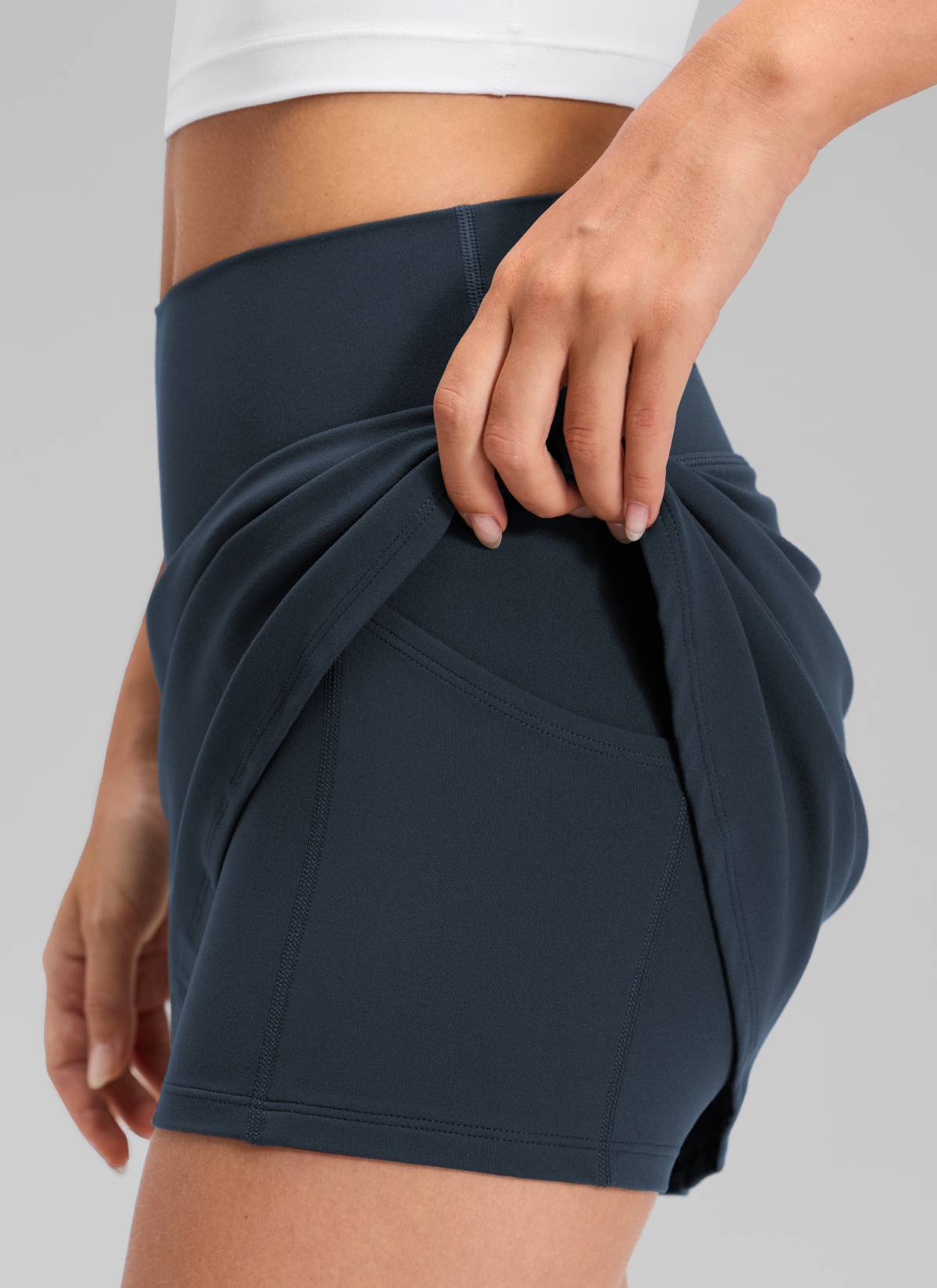 CRZ YOGA Falda de Tenis Mujer Butterluxe Alta 14.5'' con Bolsillo True Navy
