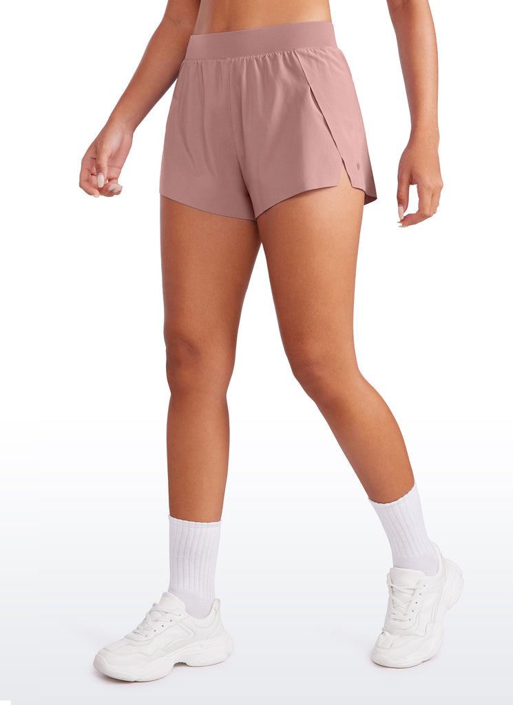 CRZ YOGA Shorts Forrados de Secado Rápido Abertura Feathery Fit Suave Rosa Crepúsculo Rosa