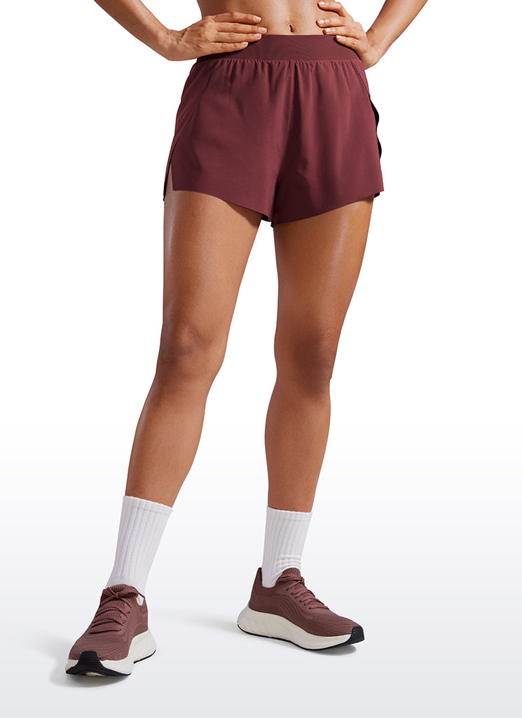 CRZ YOGA Shorts Forrados de Secado Rápido Abertura Feathery Fit Suave Polvo de Terciopelo