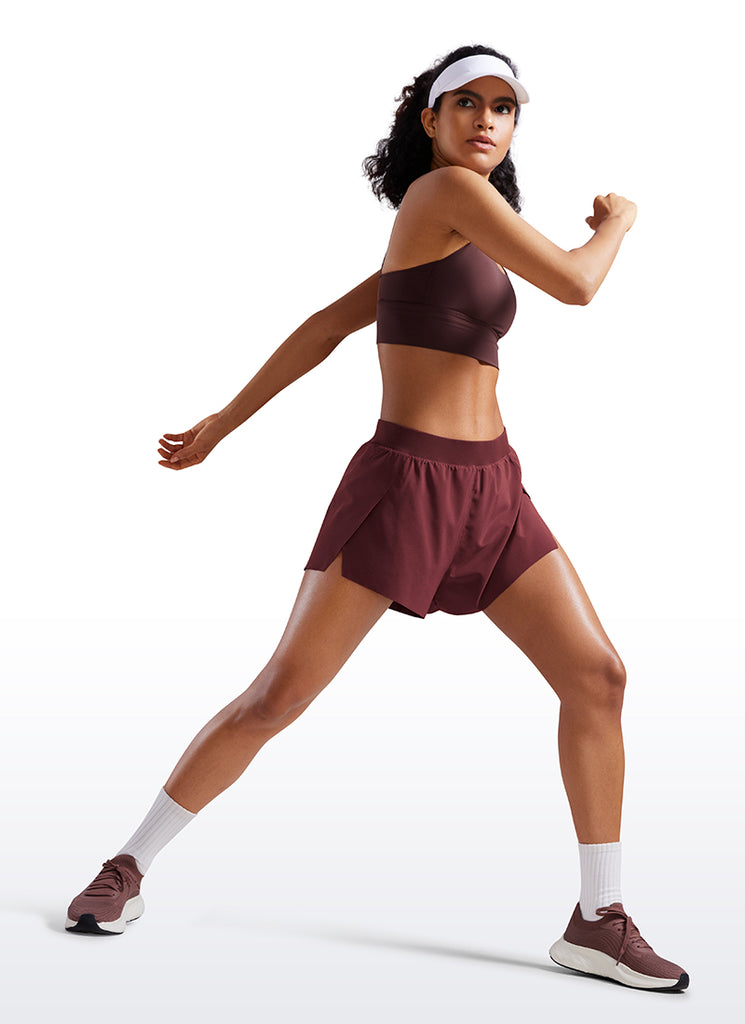 CRZ YOGA Shorts Forrados de Secado Rápido Abertura Feathery Fit Suave Polvo de Terciopelo