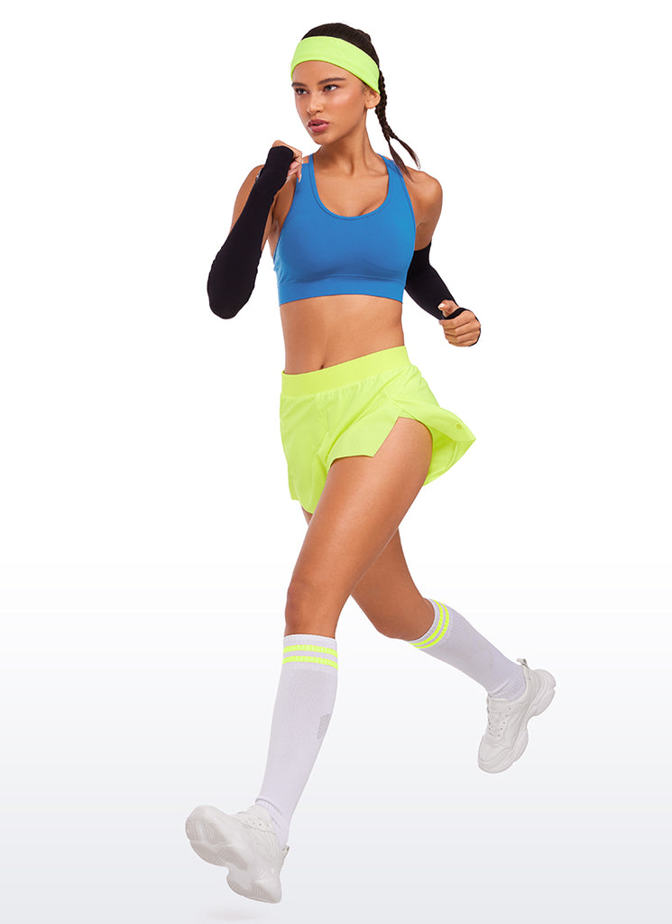 CRZ YOGA Shorts Forrados de Secado Rápido Abertura Feathery Fit Suave Amarillo Neón