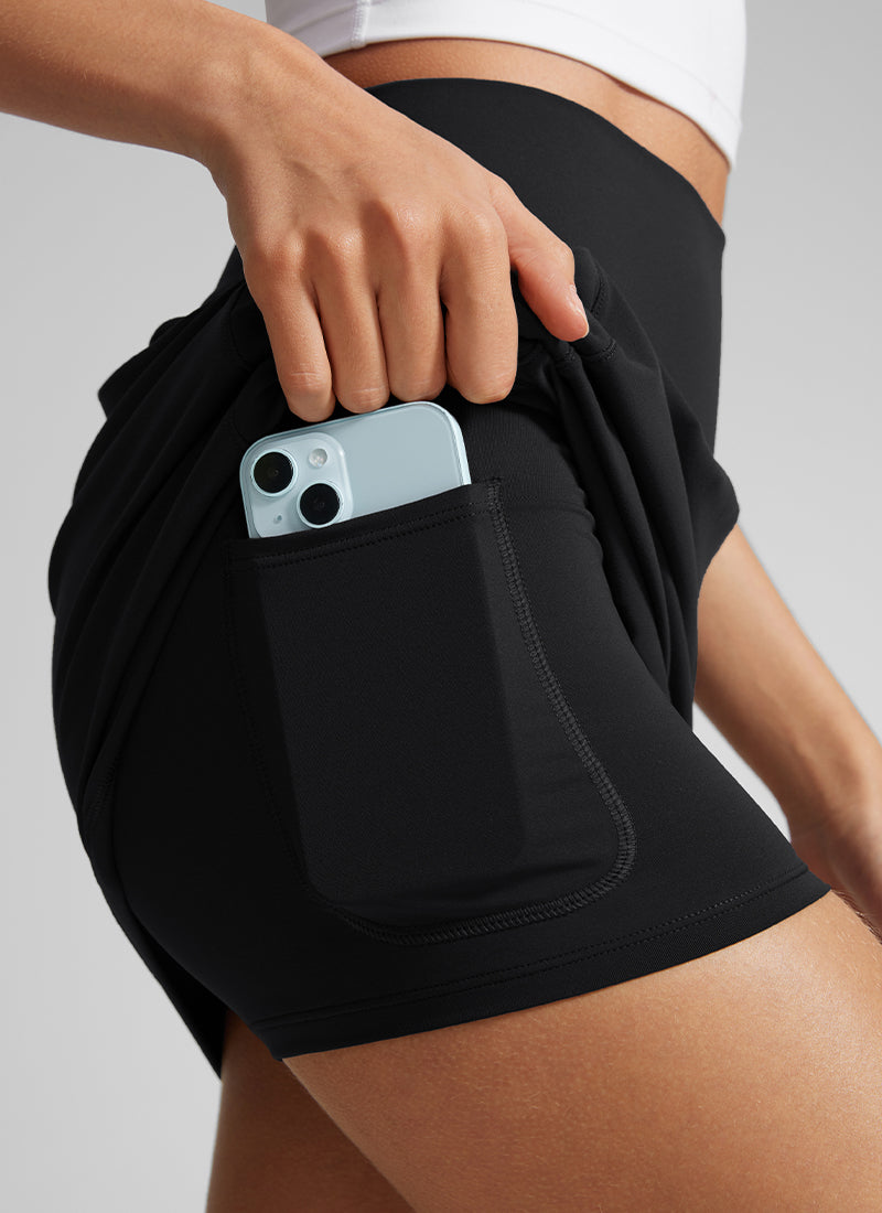 CRZ YOGA Falda A-Line Butterlift para Mujeres con Bolsillos Laterales Negro