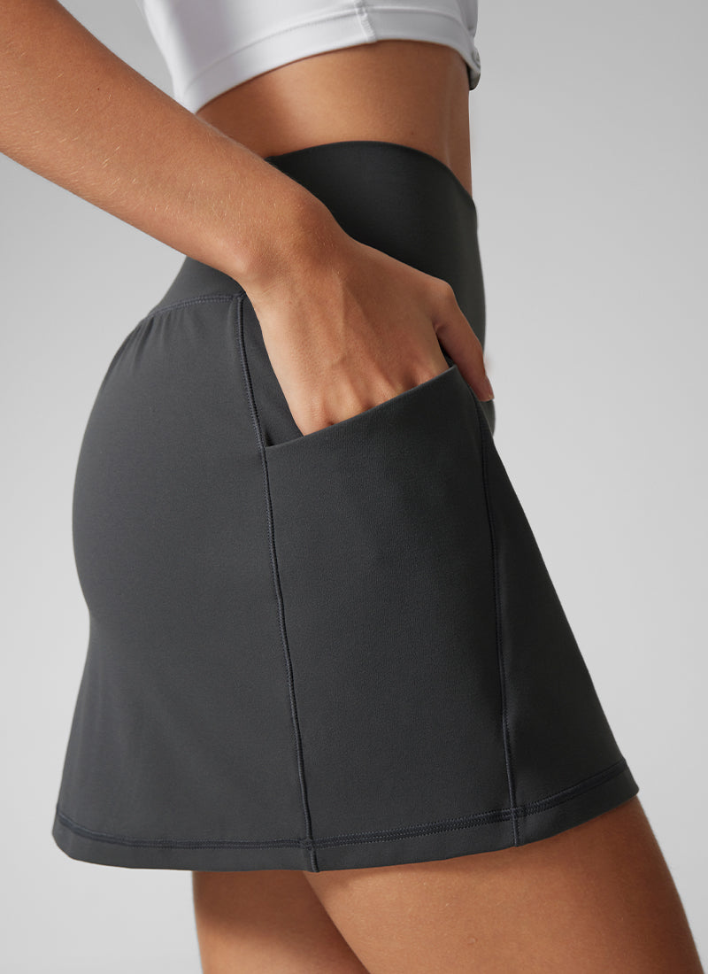 CRZ YOGA Falda A-Line Butterlift para Mujeres con Bolsillos Laterales Gris misterioso